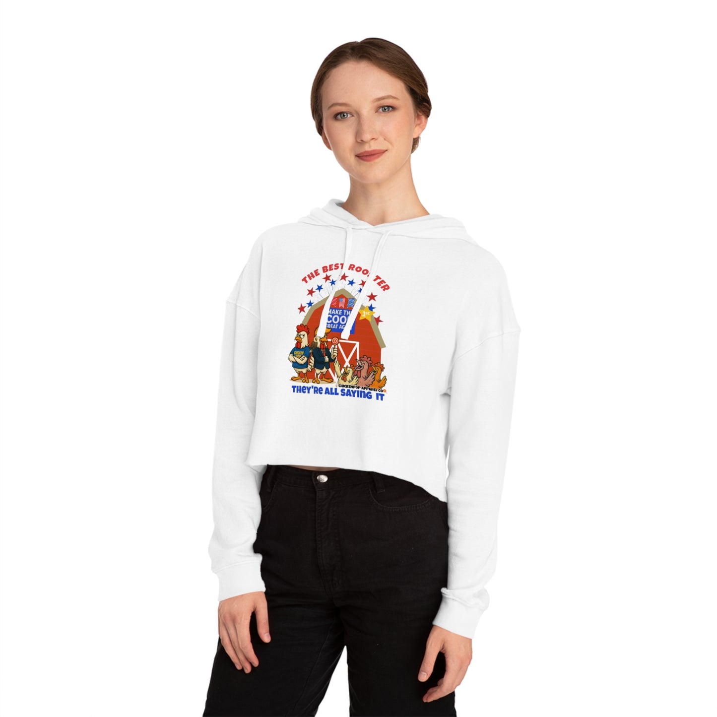 The Best Rooster Cropped Hoodie | Fun Women's Sweatshirt,
