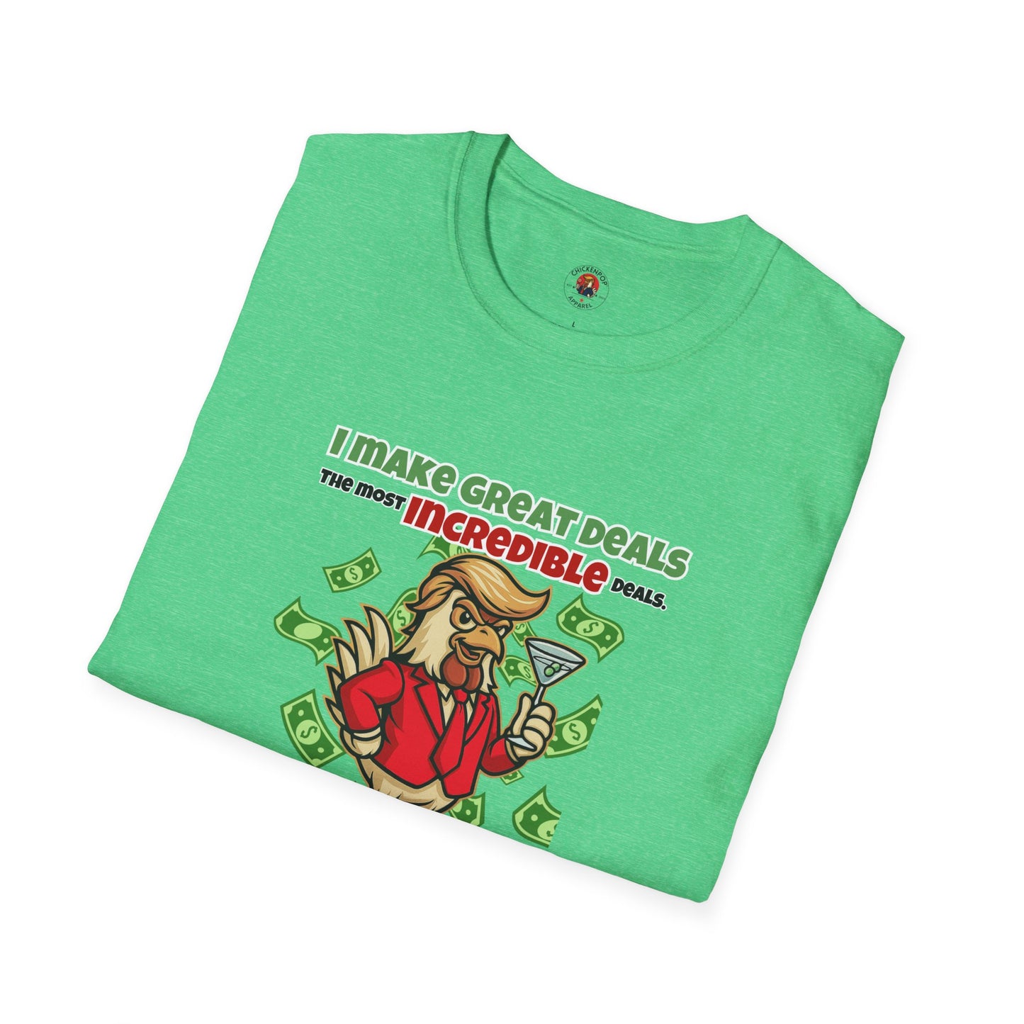 Cock-a-Doodle-Don “Like a Genius” Money Deal Rooster Tee – Funny Political Satire Shirt | ChickenPop Apparel Co.