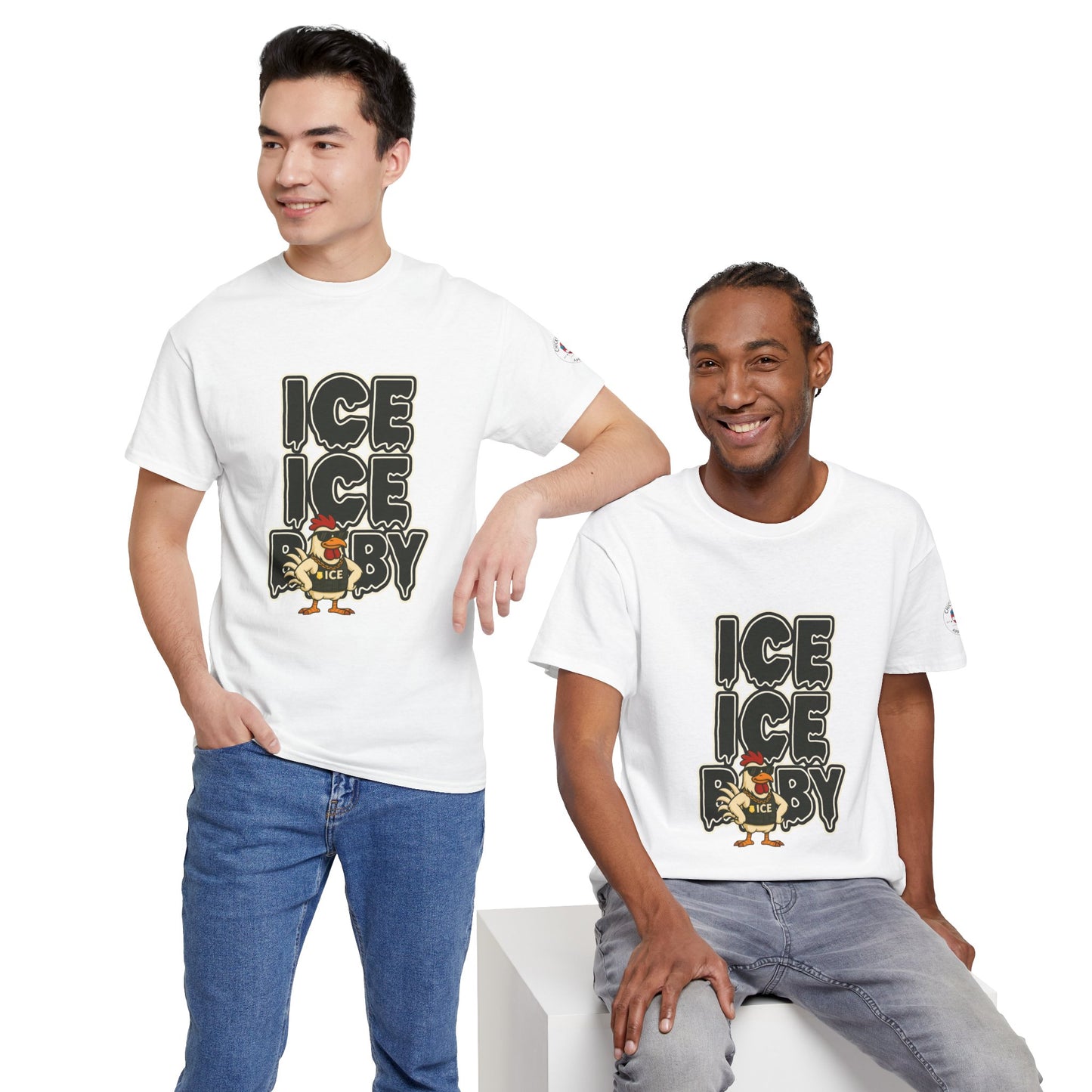 ICE ICE BABY Funny Chicken T-Shirt – Coop Daddy Parody Tee for Music & Poultry Fans