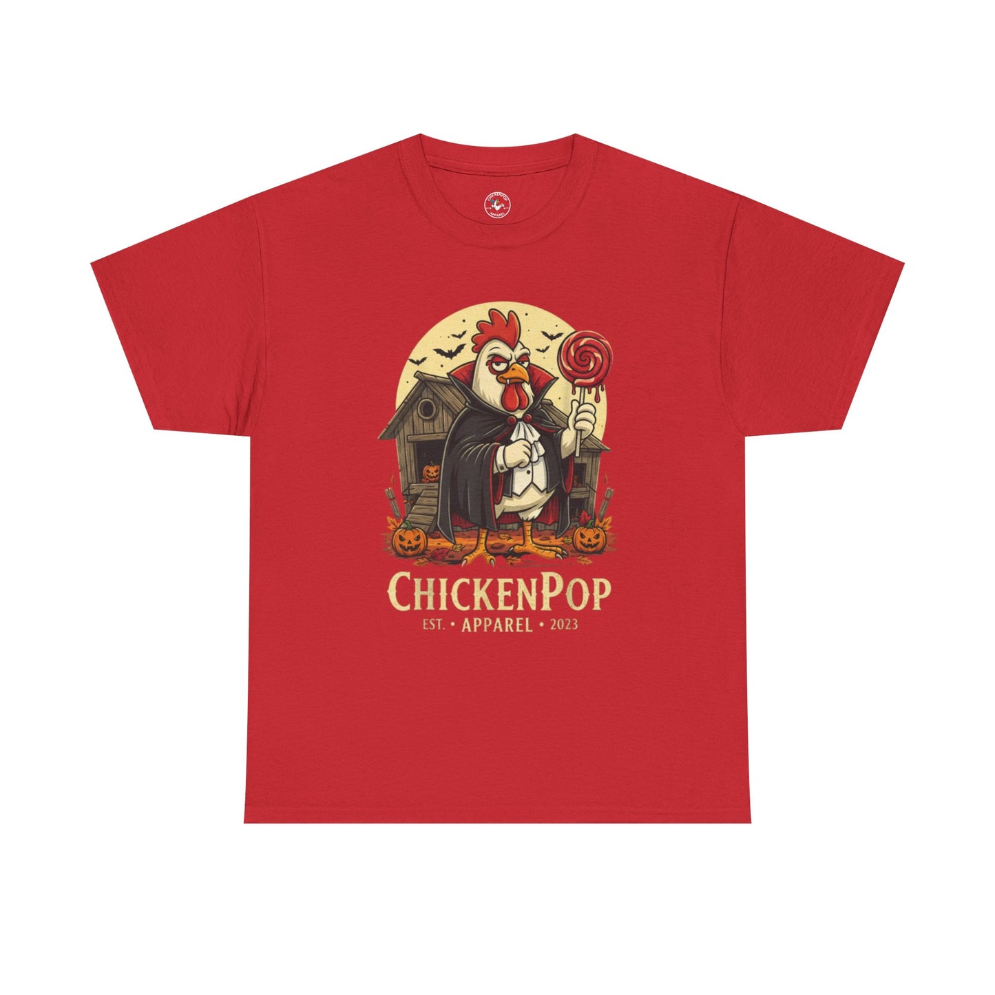 ChickenPop Sucker For a Pop Vampire Rooster Halloween T-Shirt – Funny Spooky Graphic Tee for Fall & Costume Season