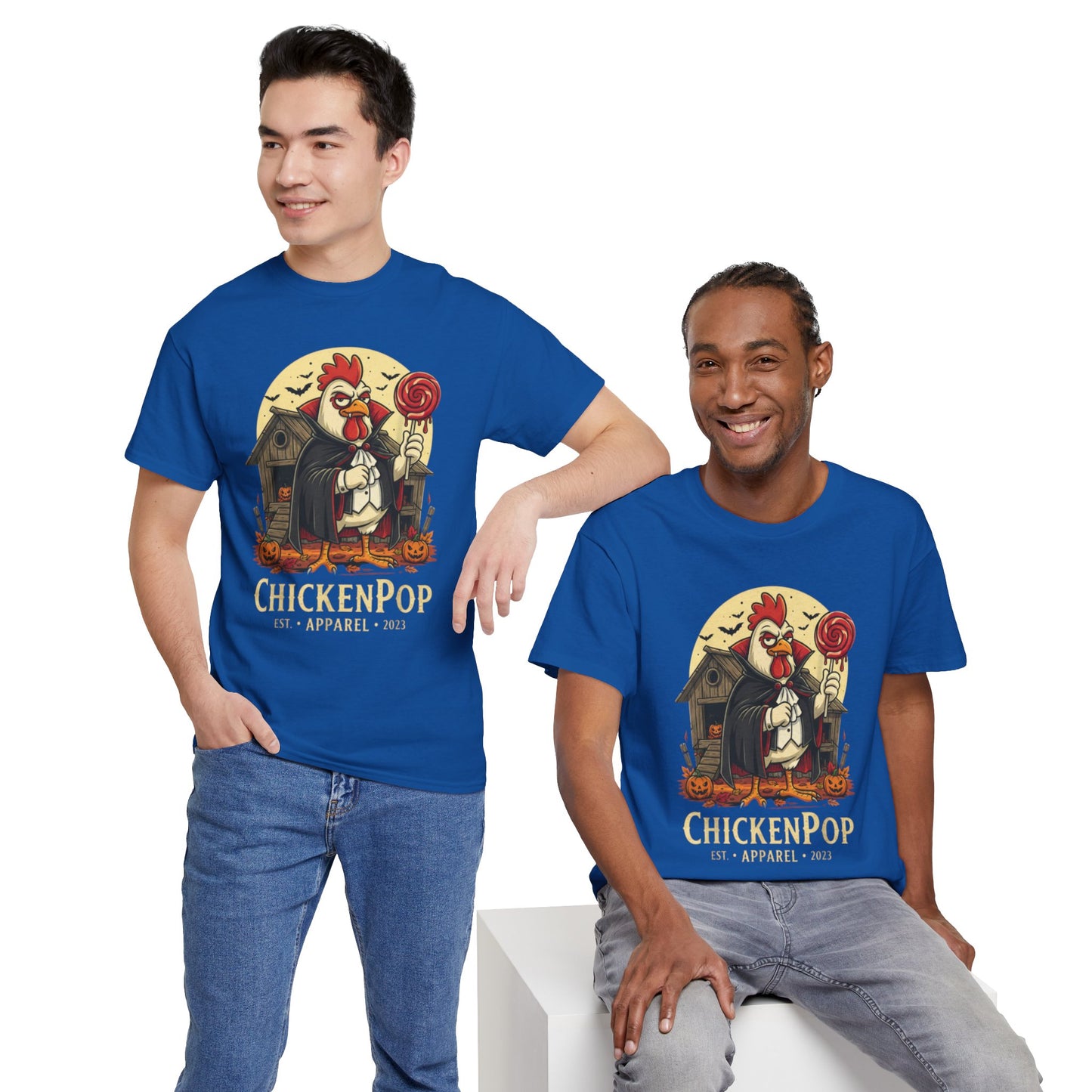 ChickenPop Sucker For a Pop Vampire Rooster Halloween T-Shirt – Funny Spooky Graphic Tee for Fall & Costume Season