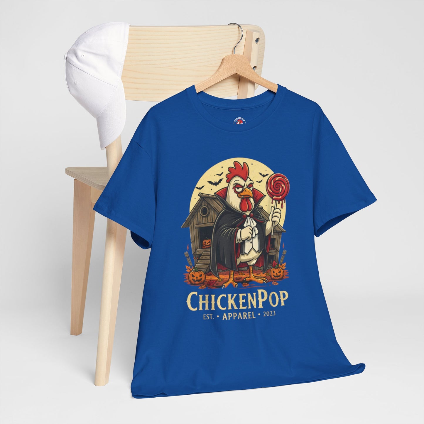 ChickenPop Sucker For a Pop Vampire Rooster Halloween T-Shirt – Funny Spooky Graphic Tee for Fall & Costume Season