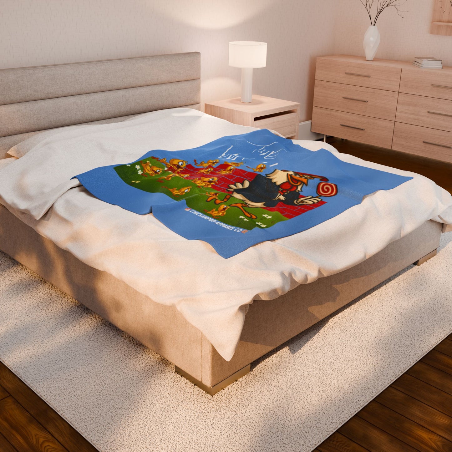 Another Chick Thru The Wall Velveteen Blanket – Funny Political Chicken Throw | Soft, L Satire Blanket for Couch, Bed, or Statement Decor