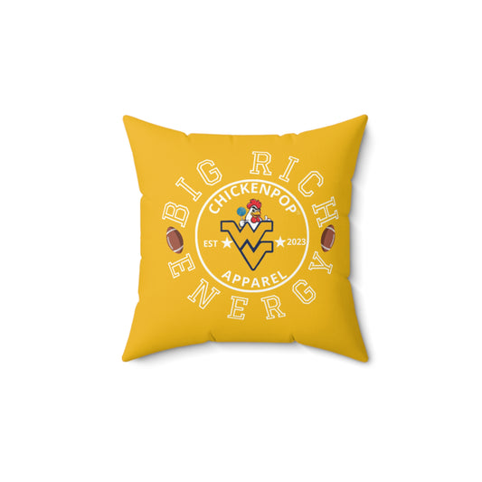 ChickenPop Big Rich Energy Logo Spun Polyester Square Pillow Gold