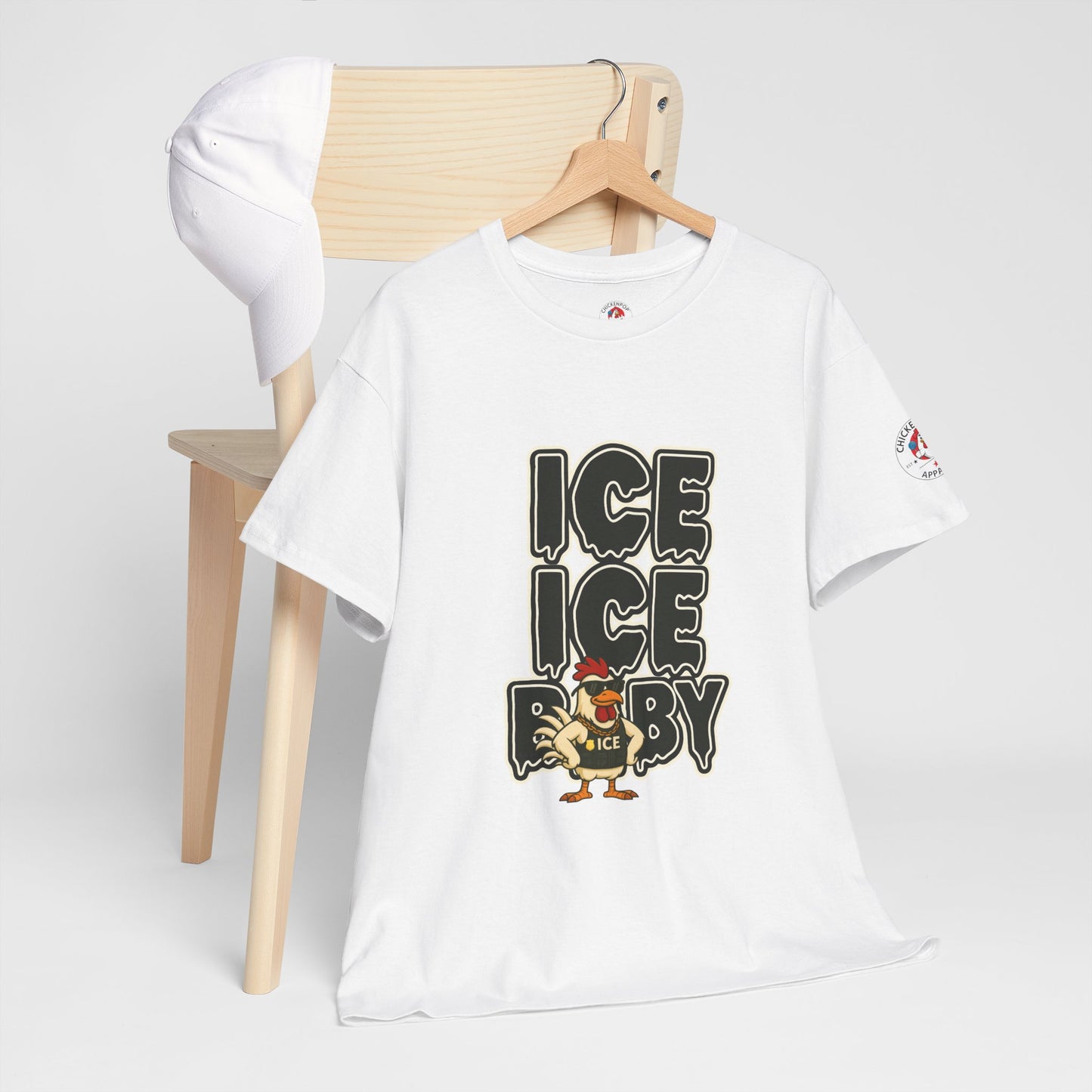 ICE ICE BABY Funny Chicken T-Shirt – Coop Daddy Parody Tee for Music & Poultry Fans
