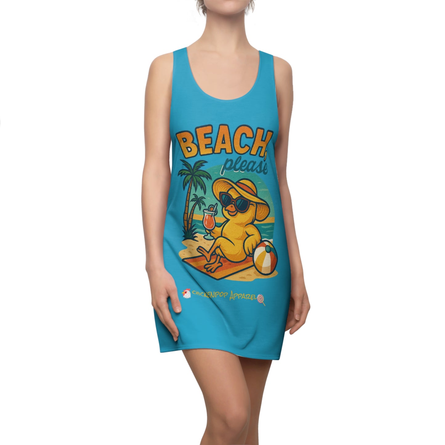 "Beach, please" Racerback Tank Dress by ChickenPop Apparel Co