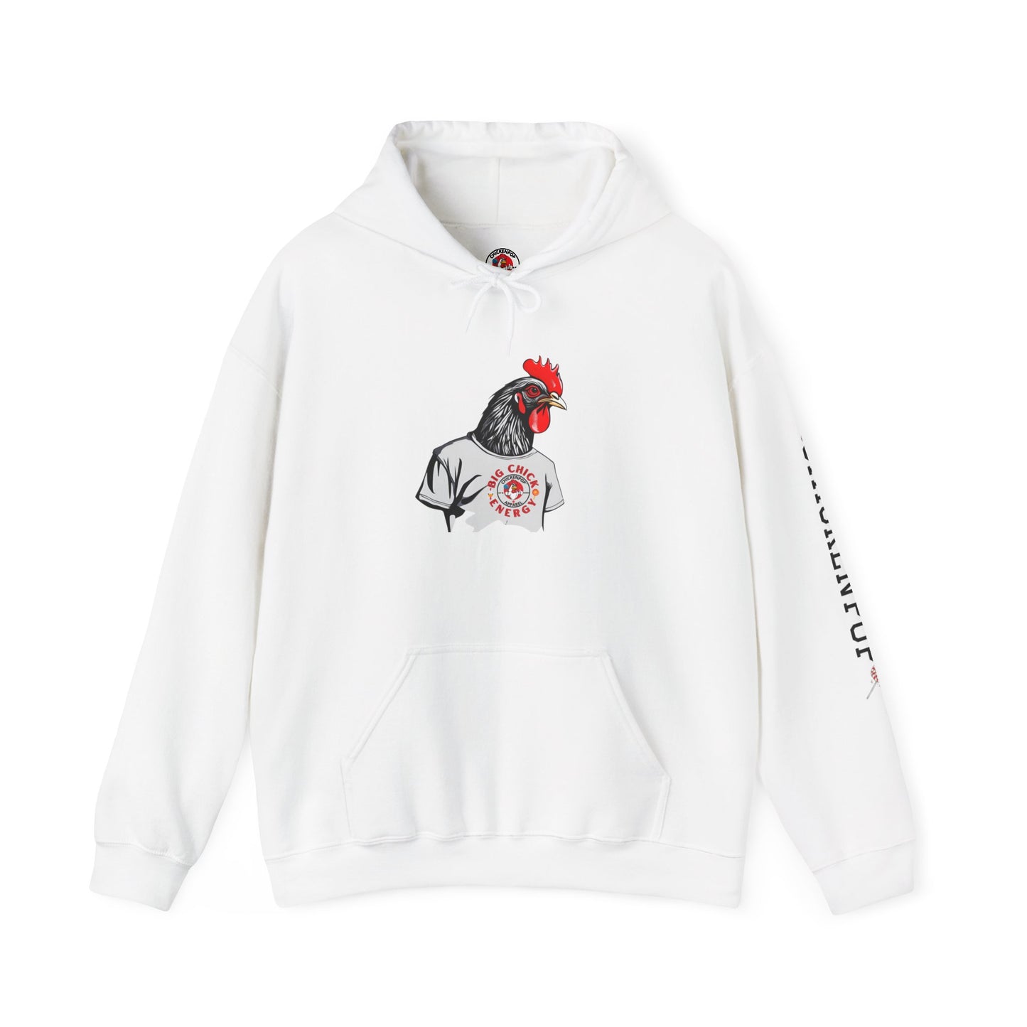 Big Chick Energy Giant Rooster Logo Unisex Hoodie - ChickenPop Arm Logo Edition