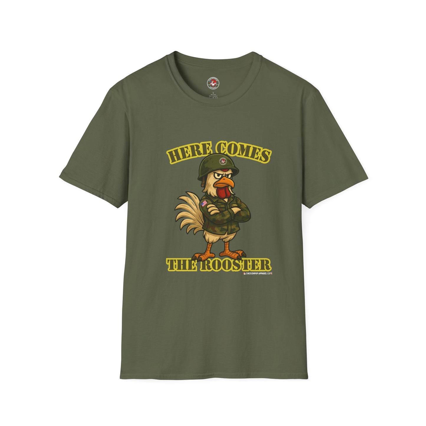 Here Comes the Rooster Music Graphic Tee with Front & Back Print Unisex Rock T-Shirt