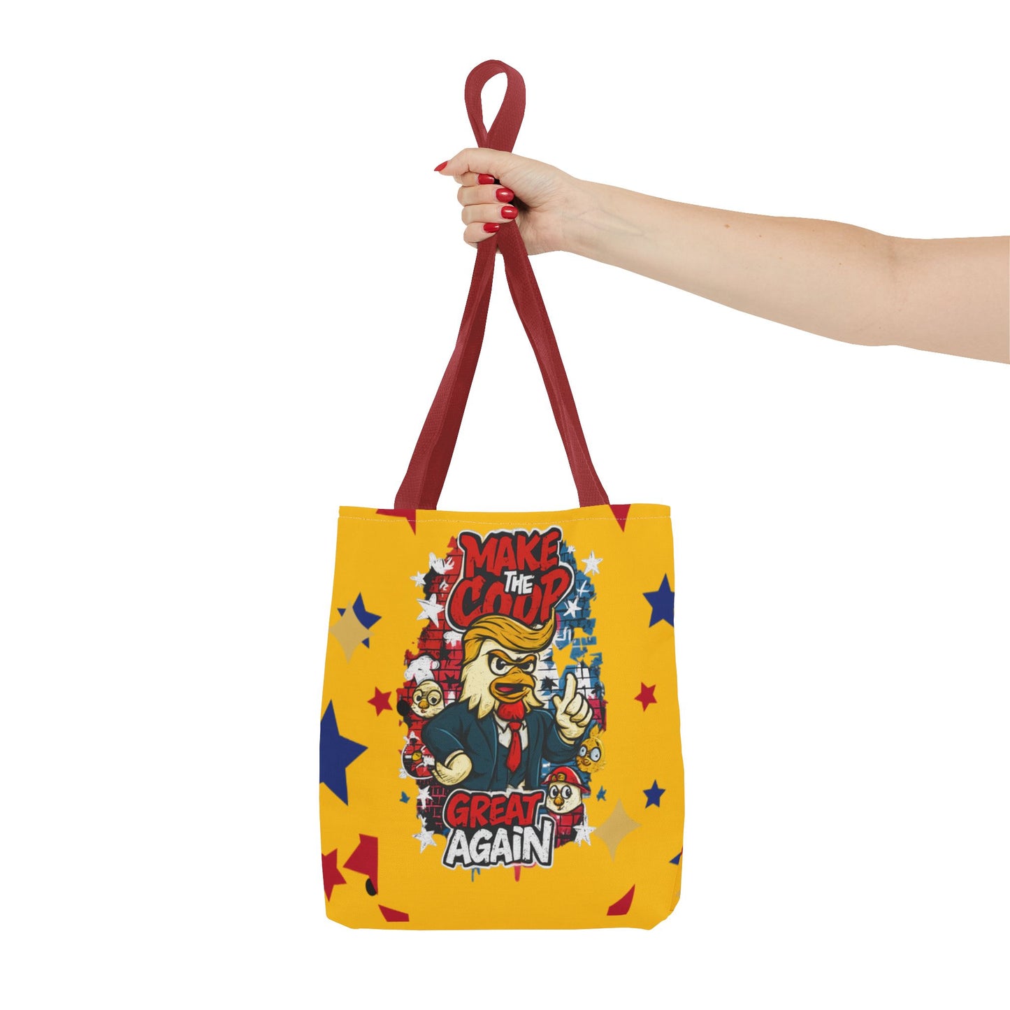 Make the Coop Great Again Tote Bag, Funny Tote Bag, Political Humor Bag, Gift for Movers and Shakers, Yellow Tote, Election Day Accessory