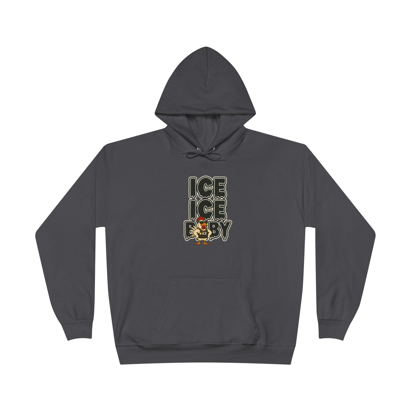 ICE ICE BABY Funny Chicken Hoodie – Retro Hip-Hop Pullover for Music Fans, Students & Cold-Weather Comedians