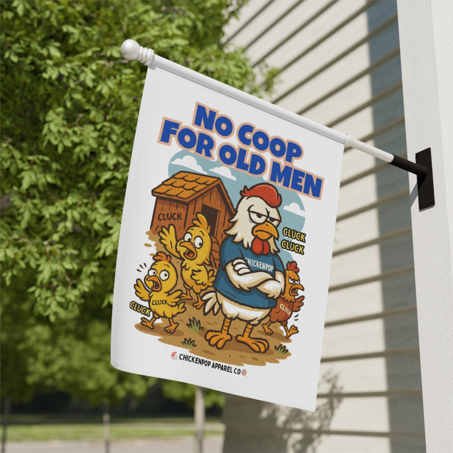 No Coop For Old Men Garden Flag – Funny Chicken Yard Banner | Farmhouse Humor Outdoor Decor