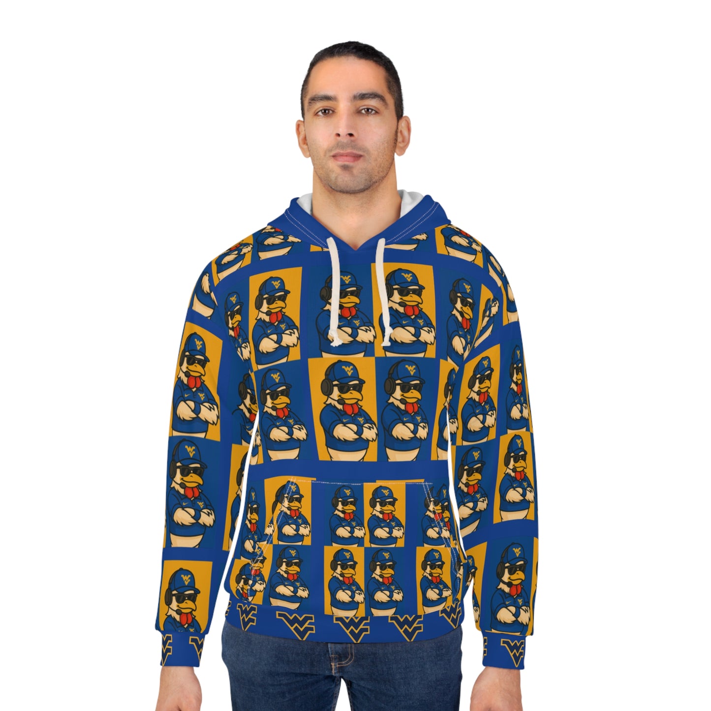 WV Big Rich Warhol Style Hoodie – Bold Blue & Gold Streetwear with Big Rich Print, Unisex Pullover