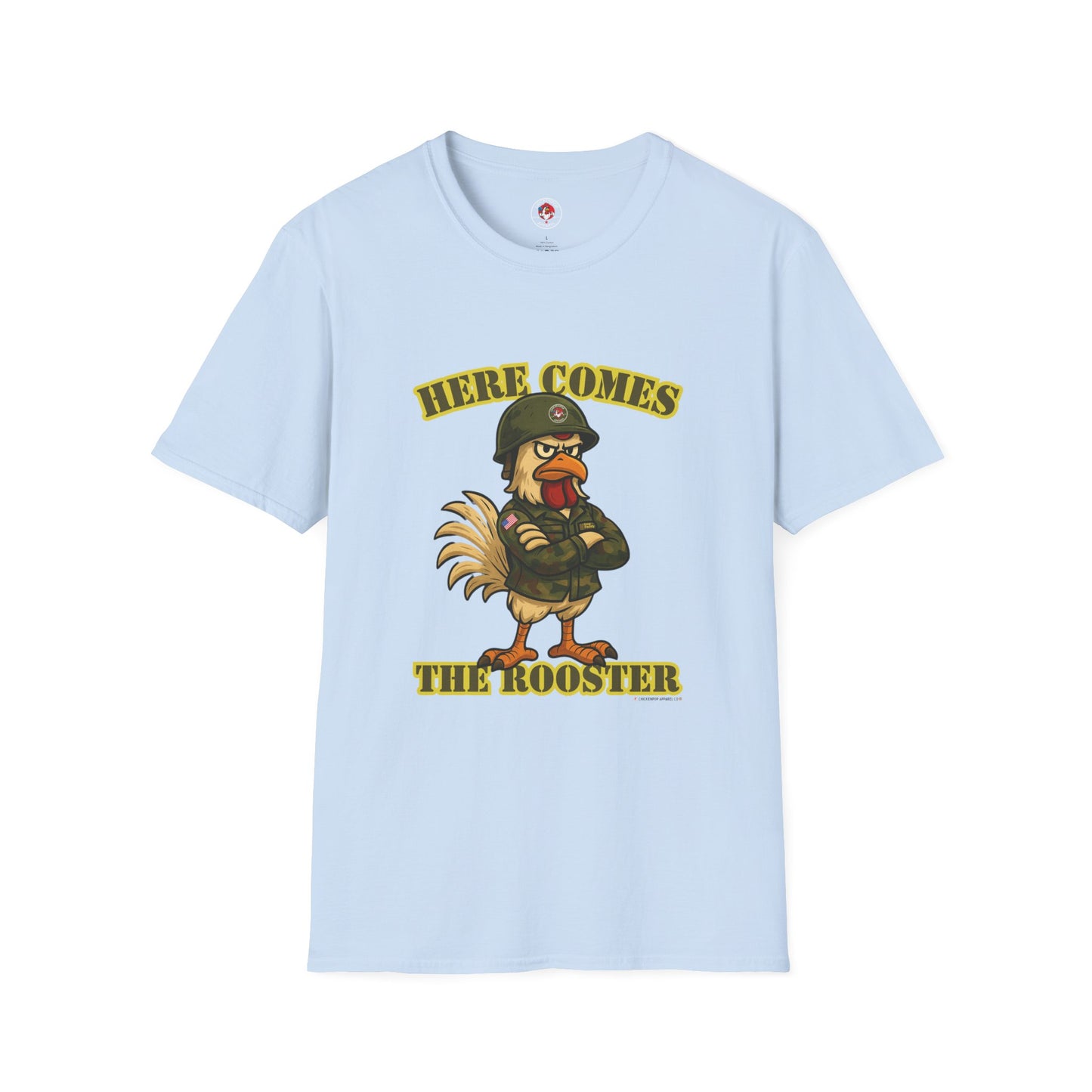 Here Comes the Rooster Music Graphic Tee with Front & Back Print Unisex Rock T-Shirt