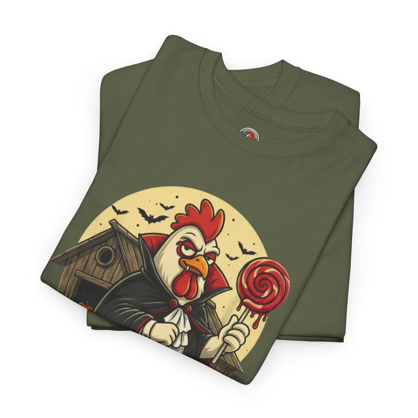ChickenPop Sucker For a Pop Vampire Rooster Halloween T-Shirt – Funny Spooky Graphic Tee for Fall & Costume Season