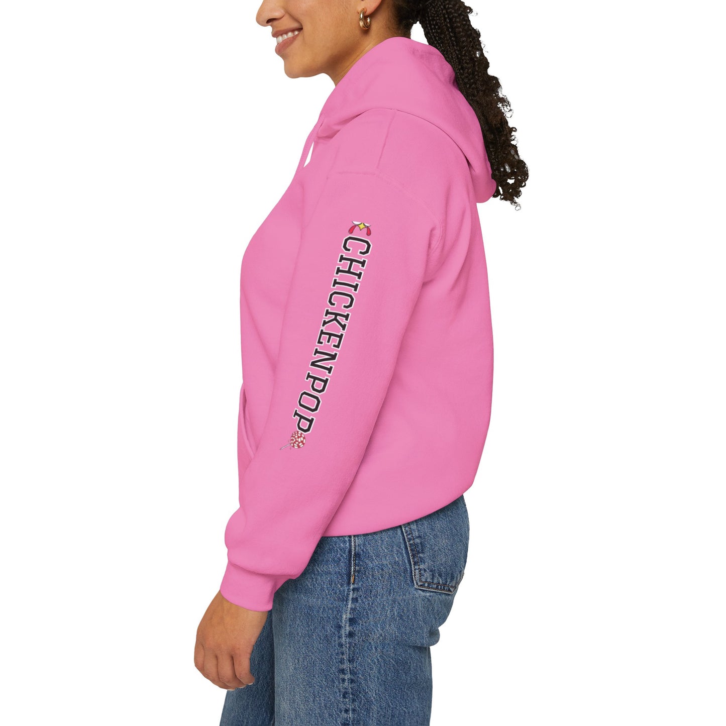 Big Chick Energy Giant Rooster Logo Unisex Hoodie - ChickenPop Arm Logo Edition