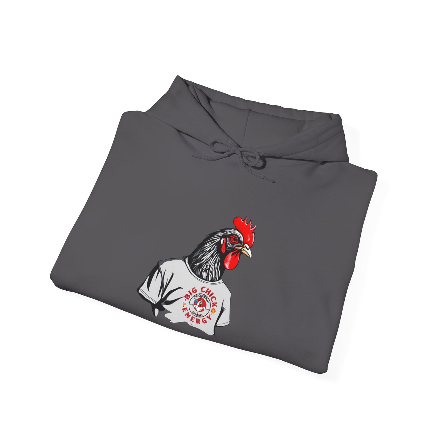 Big Chick Energy Giant Rooster Logo Unisex Hoodie - ChickenPop Arm Logo Edition