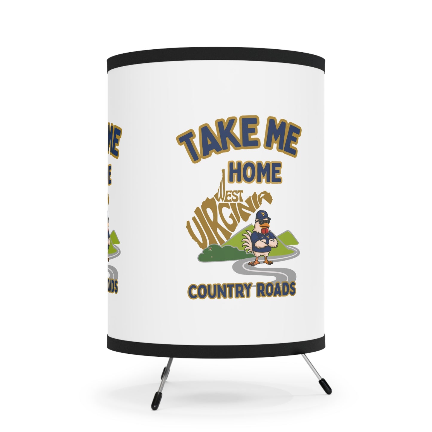 Coop Daddy Country Roads Lamp – WV Rooster Decor with 360° Print