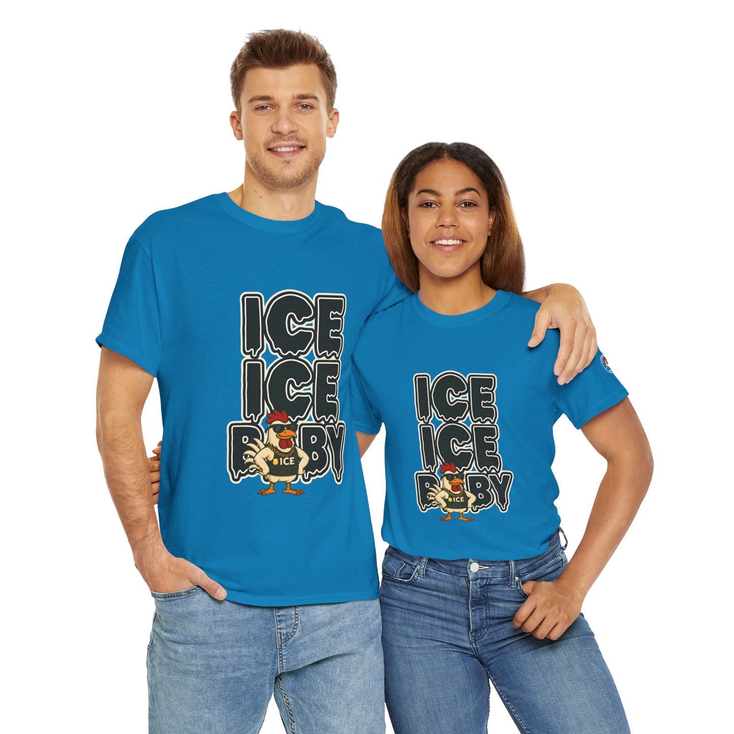 ICE ICE BABY Funny Chicken T-Shirt – Coop Daddy Parody Tee for Music & Poultry Fans