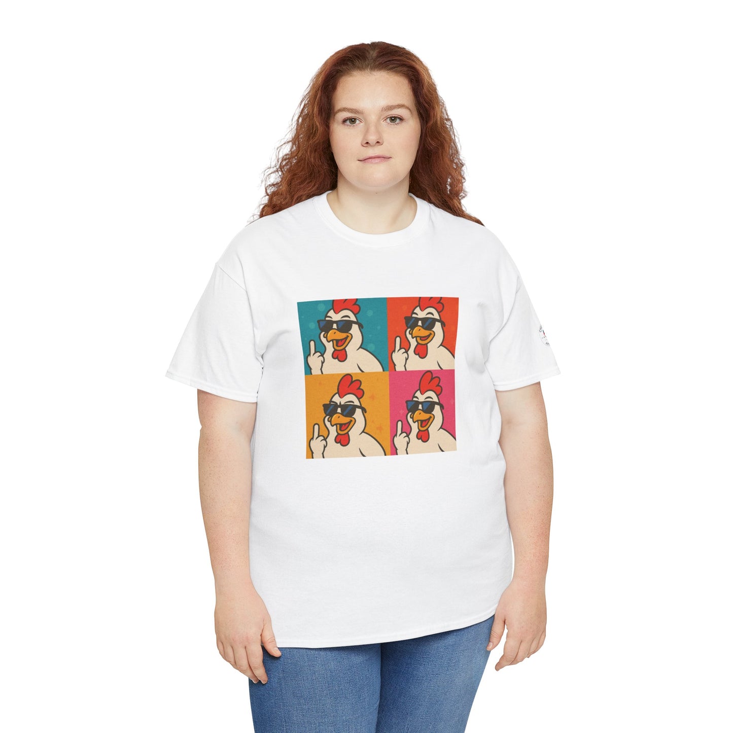 Warhol Pop Art Chicken T-Shirt – Funny Coop Daddy Middle Finger Tee for Bold Style