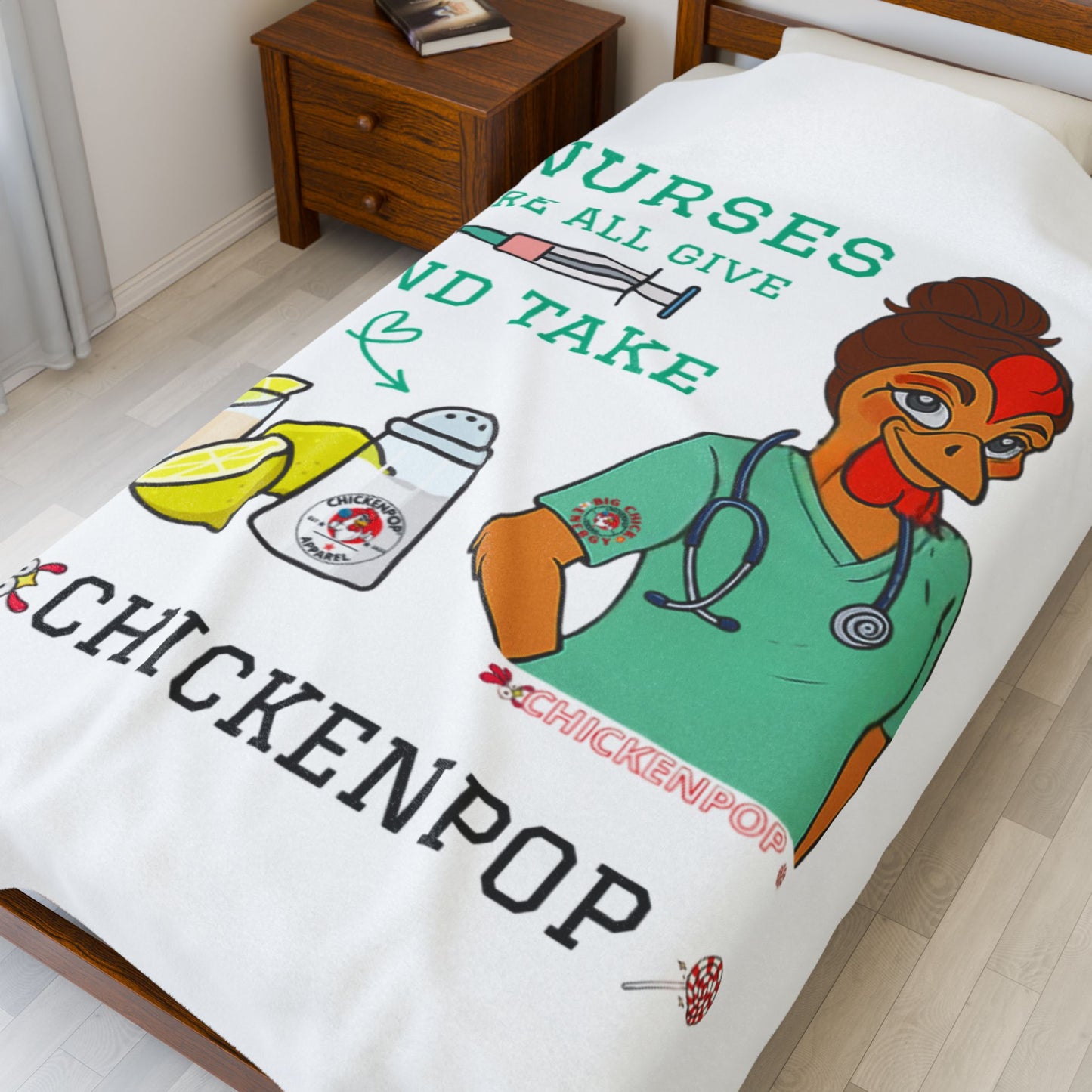 Nurses Are All Give and Take Velveteen Plush Blanket - "Nurses Are All Give and Take" - Cozy Gift for Healthcare Workers
