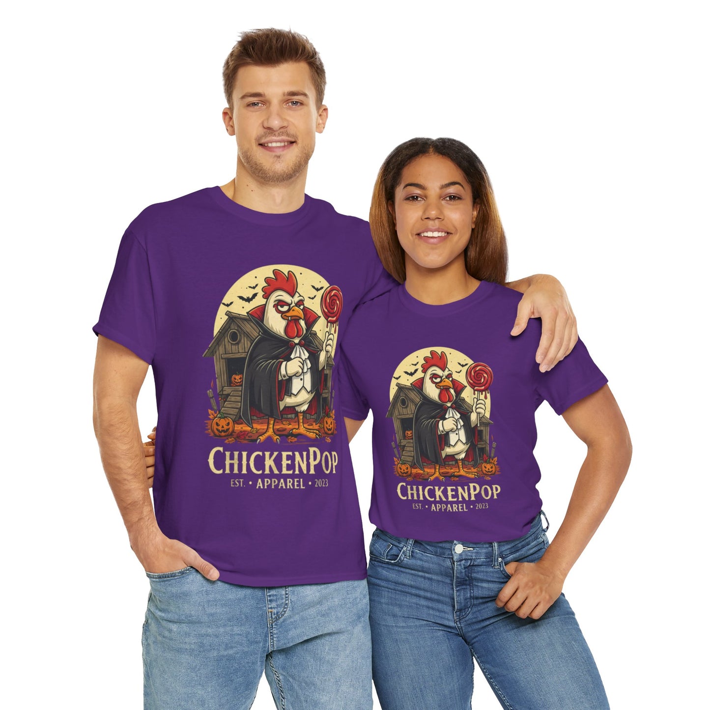 ChickenPop Sucker For a Pop Vampire Rooster Halloween T-Shirt – Funny Spooky Graphic Tee for Fall & Costume Season