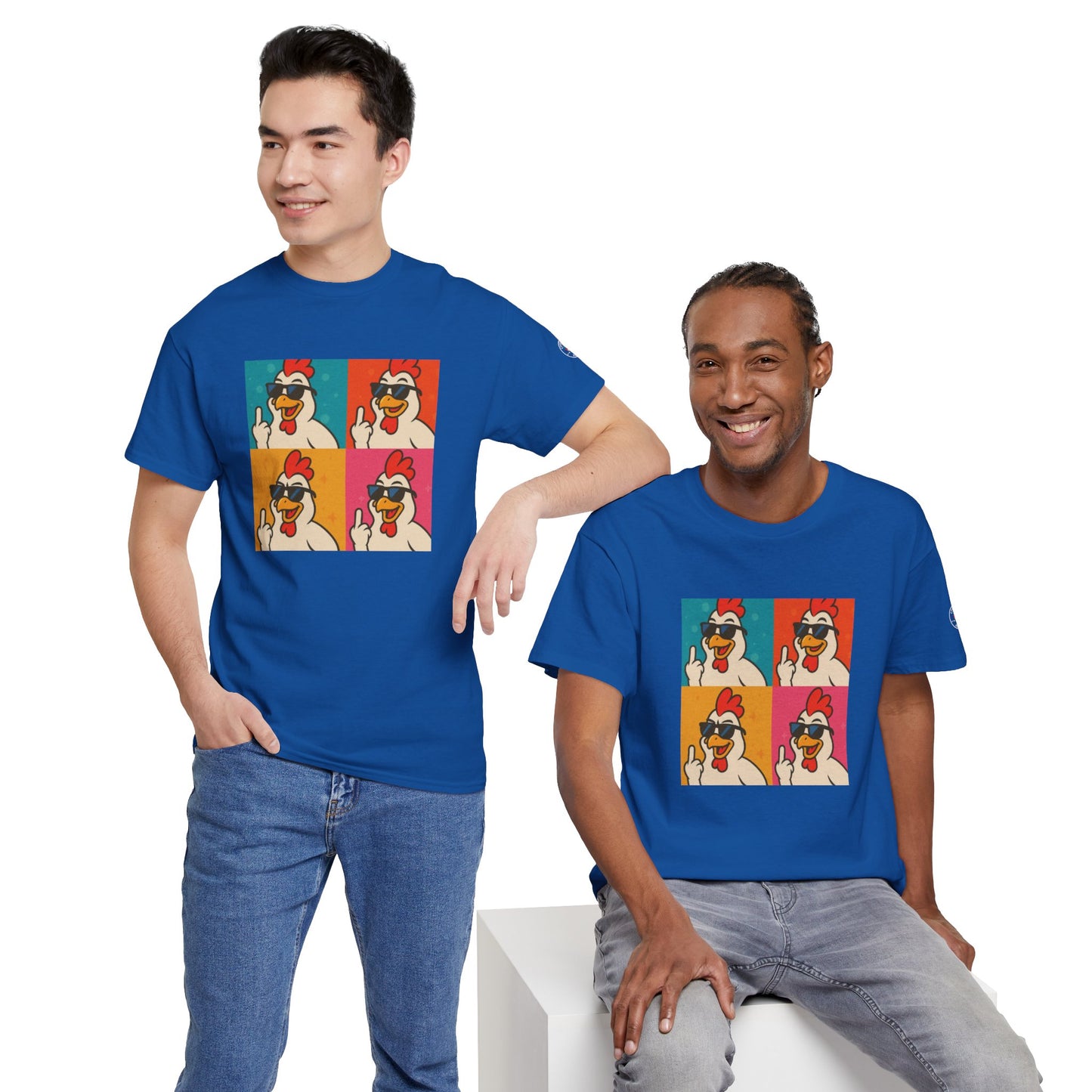 Warhol Pop Art Chicken T-Shirt – Funny Coop Daddy Middle Finger Tee for Bold Style