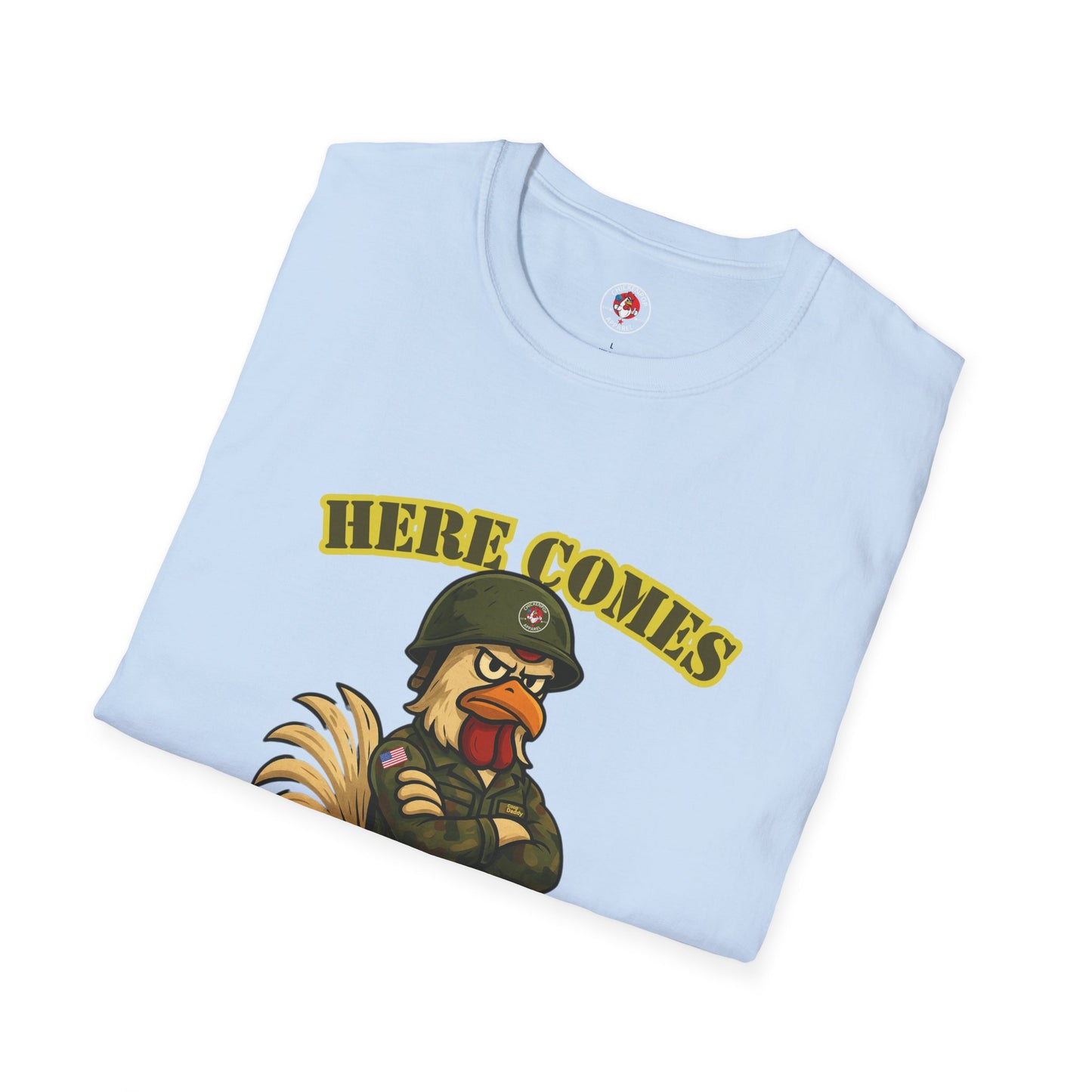 Here Comes the Rooster Music Graphic Tee with Front & Back Print Unisex Rock T-Shirt