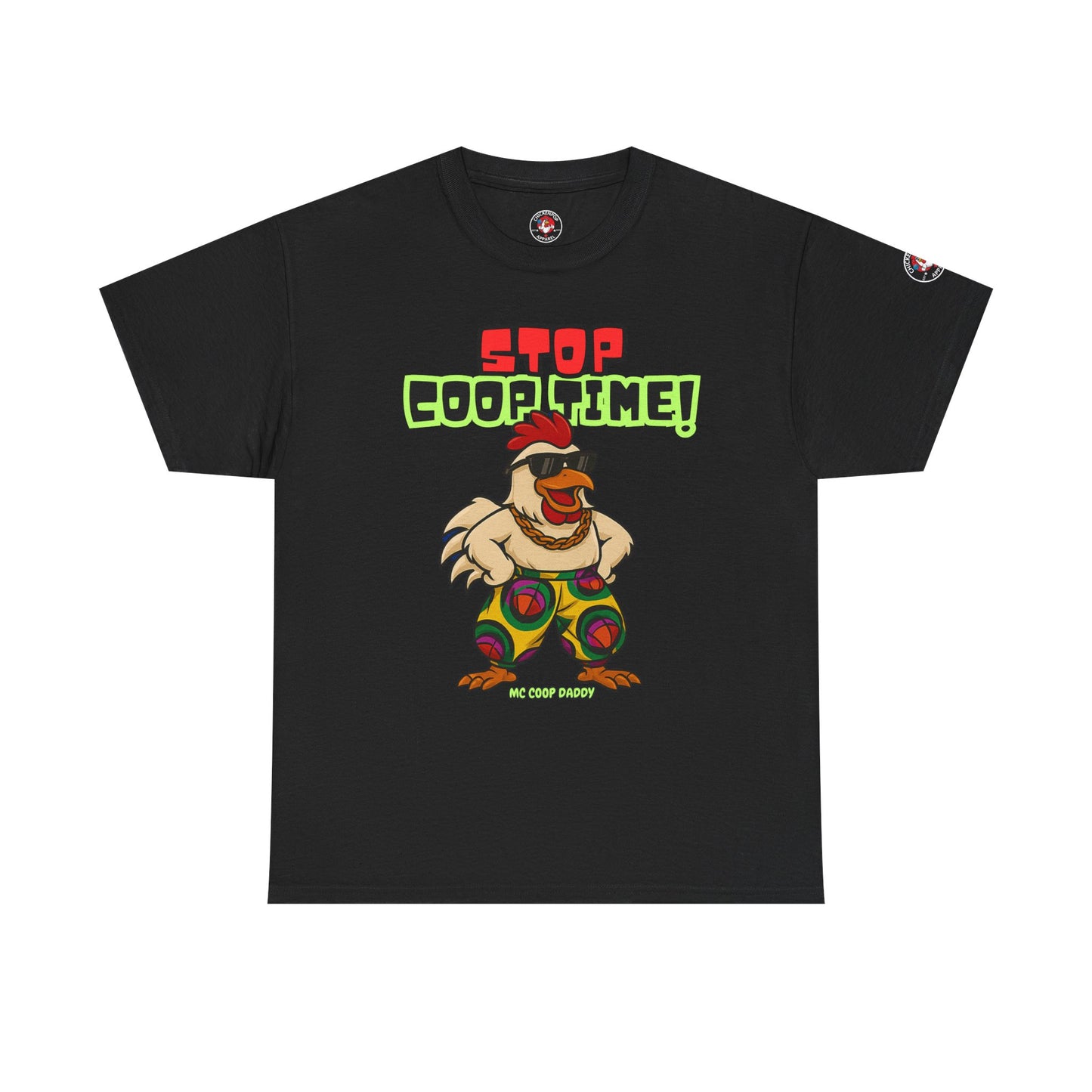 Stop COOP TIME! Funny Chicken T-Shirt – MC Coop Daddy 90s Hip Hop Parody Tee | Unisex Heavy Cotton | ChickenPop Apparel