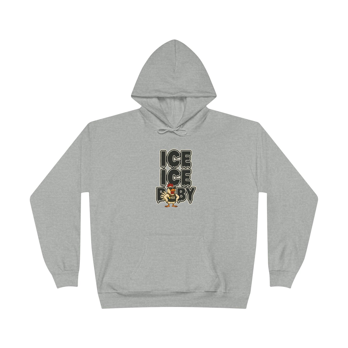 ICE ICE BABY Funny Chicken Hoodie – Retro Hip-Hop Pullover for Music Fans, Students & Cold-Weather Comedians