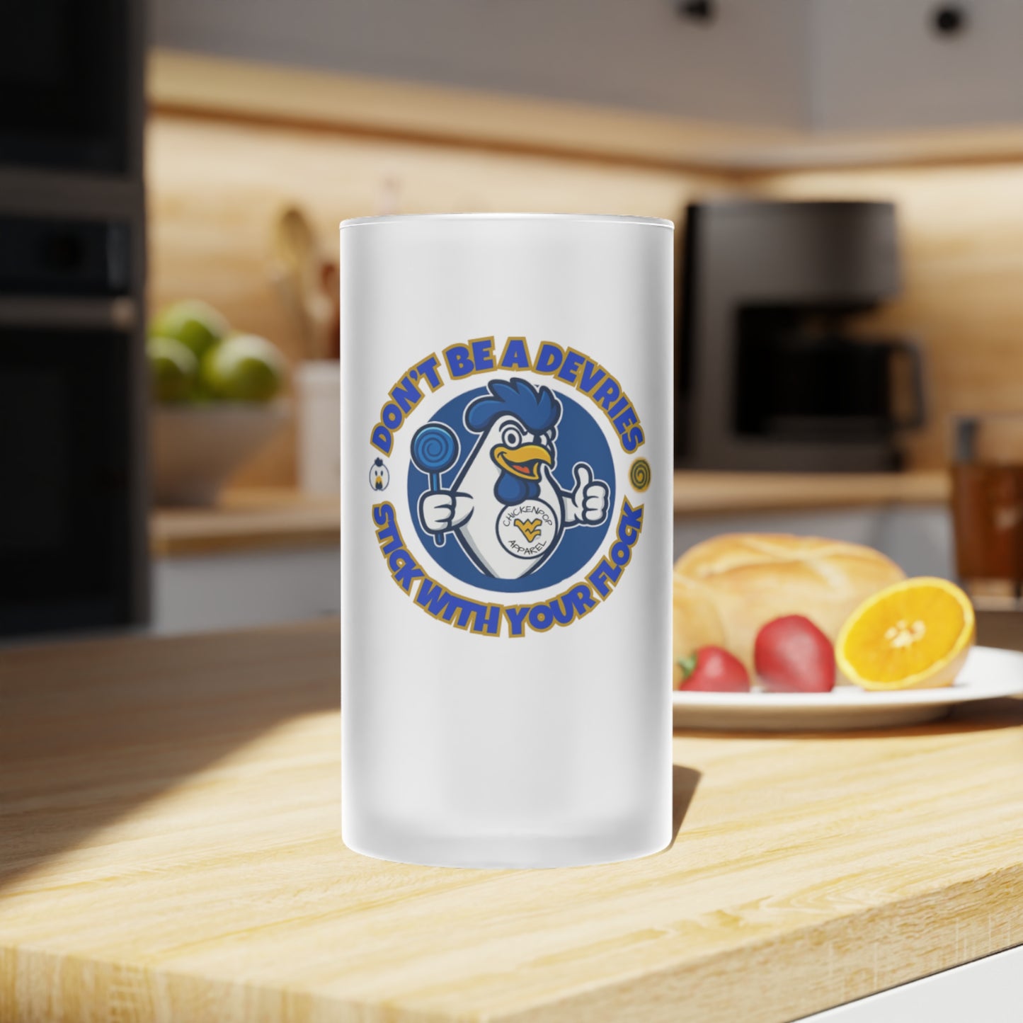 Frosted Don't Be A Devries Glass Beer Mug -16oz. of Bad Decisions