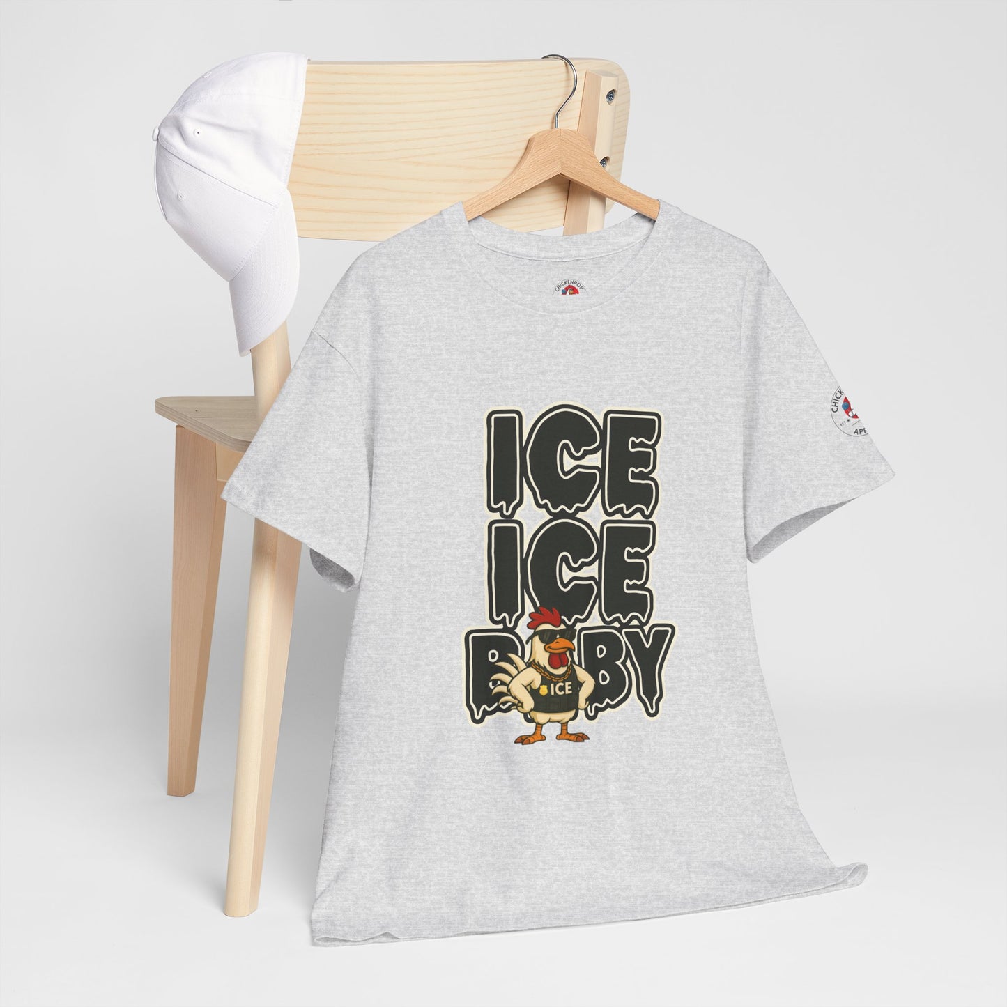ICE ICE BABY Funny Chicken T-Shirt – Coop Daddy Parody Tee for Music & Poultry Fans