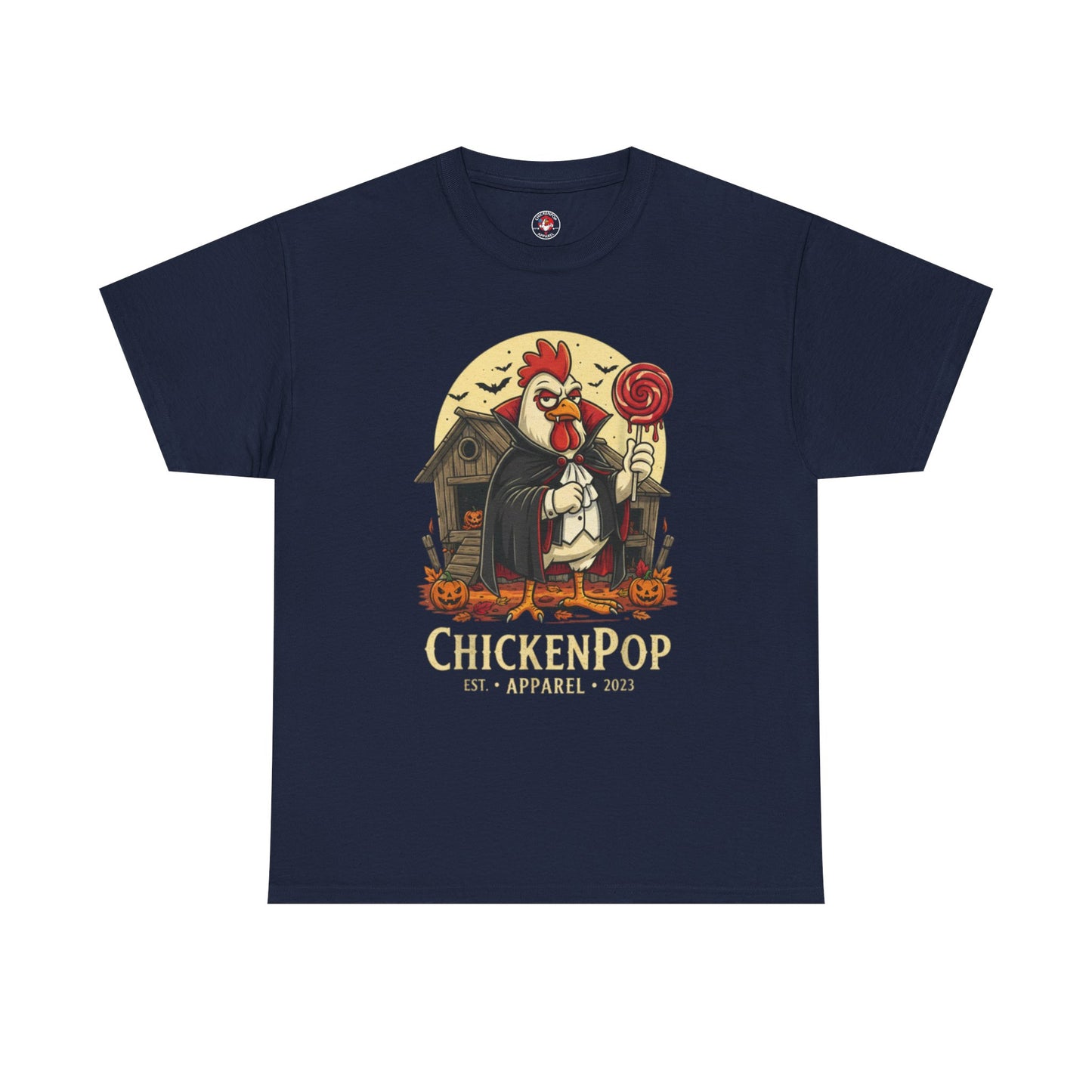 ChickenPop Sucker For a Pop Vampire Rooster Halloween T-Shirt – Funny Spooky Graphic Tee for Fall & Costume Season