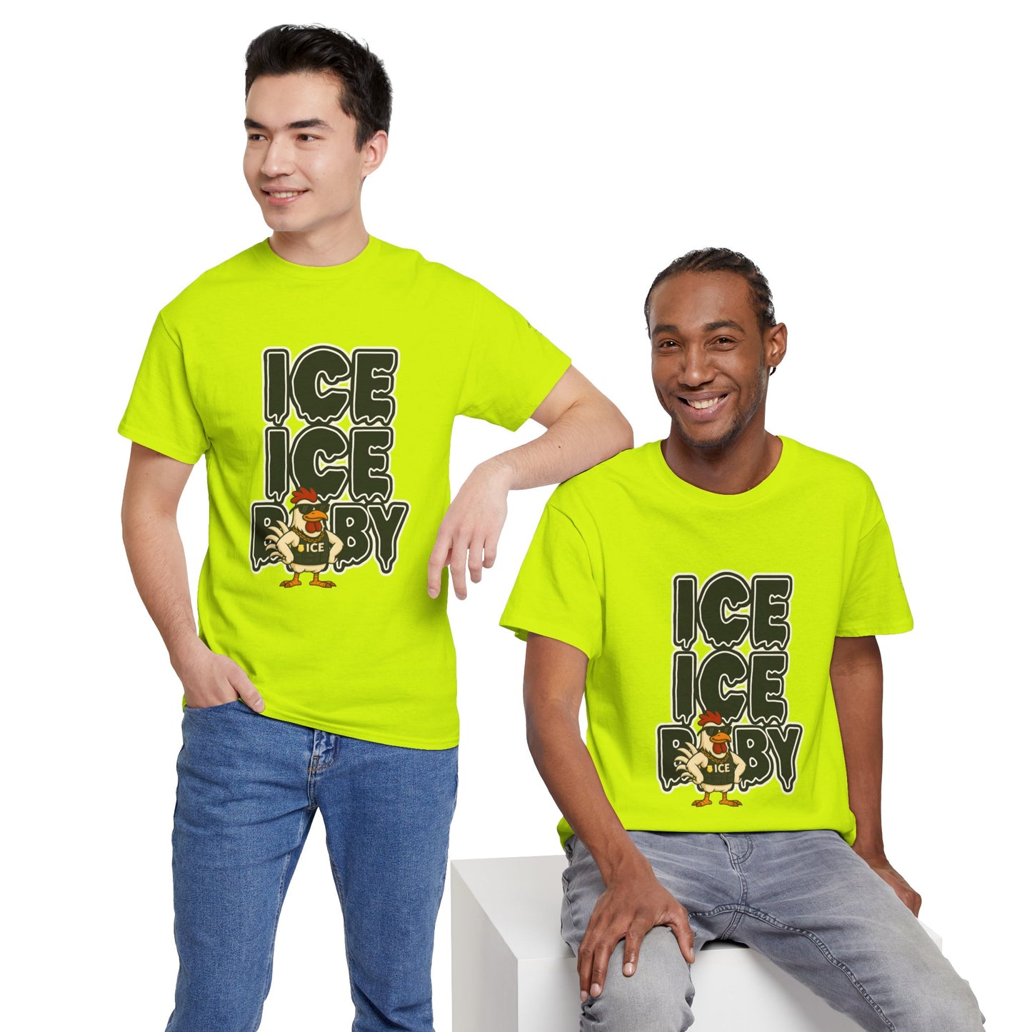 ICE ICE BABY Funny Chicken T-Shirt – Coop Daddy Parody Tee for Music & Poultry Fans