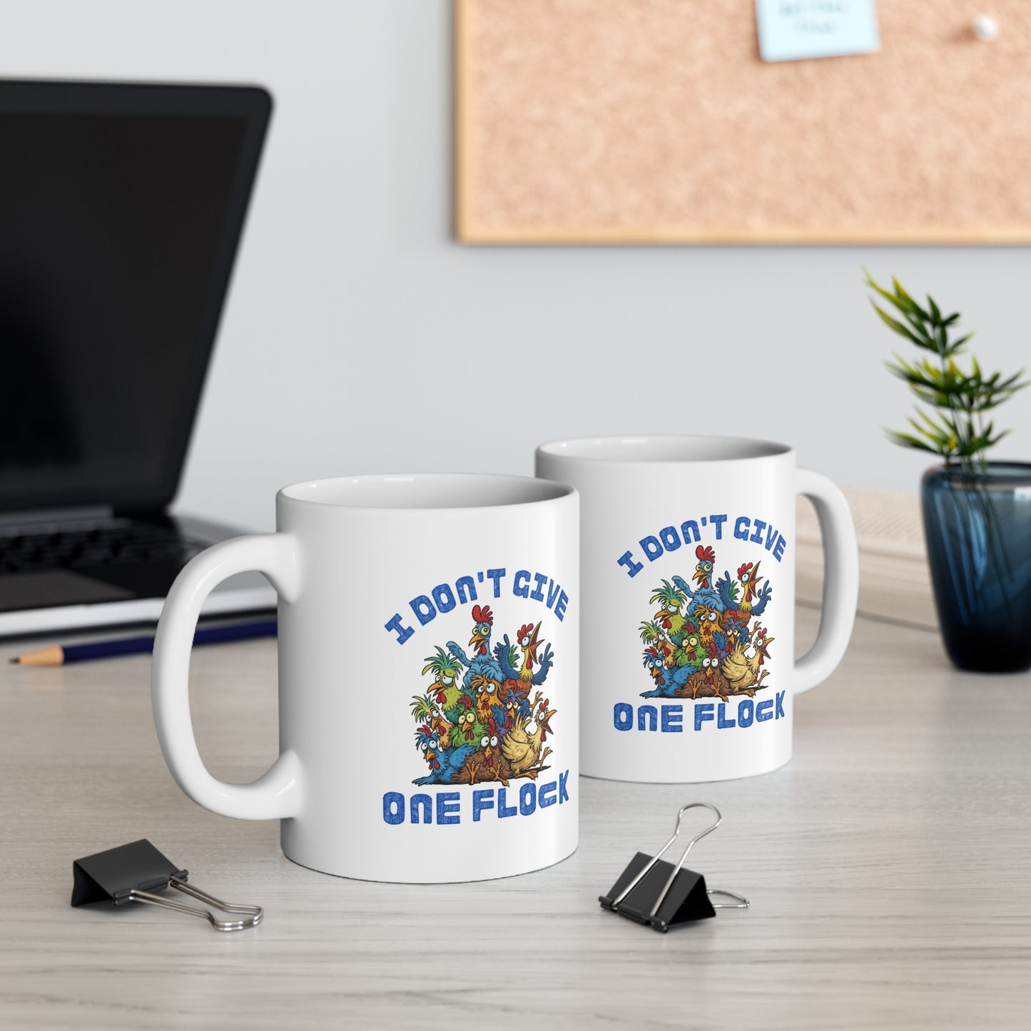 I Don’t Give One Flock Mug – Funny Sarcastic Chicken Coffee Mug | ChickenPop Apparel 11oz Ceramic Cup