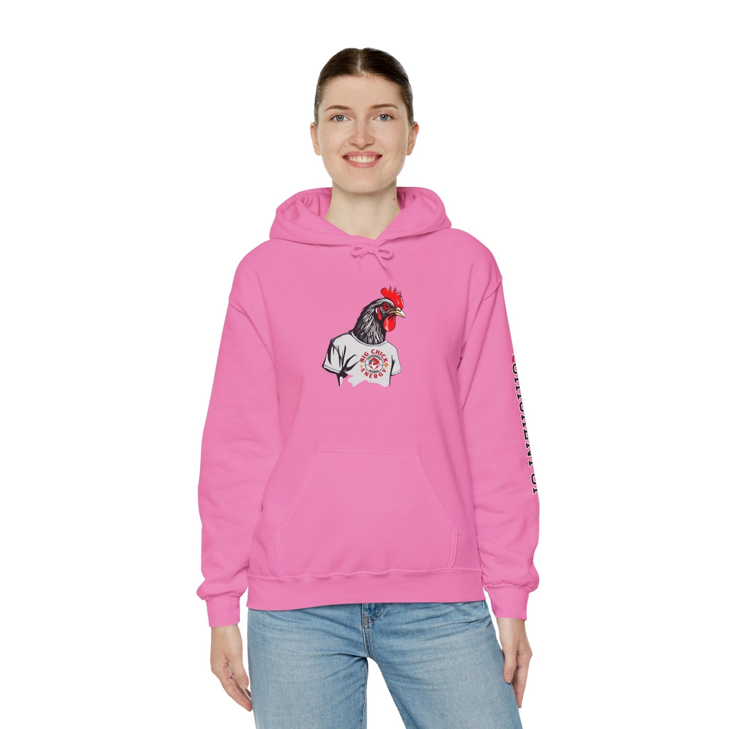 Big Chick Energy Giant Rooster Logo Unisex Hoodie - ChickenPop Arm Logo Edition