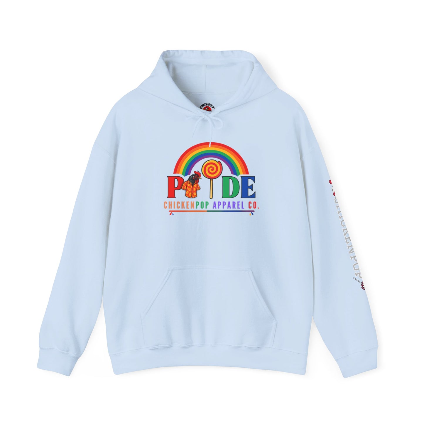 Pride Month Hoodie – ChickenPop Apparel | Rainbow Logo with Coop Daddy – Unisex LGBTQ+ Sweatshirt