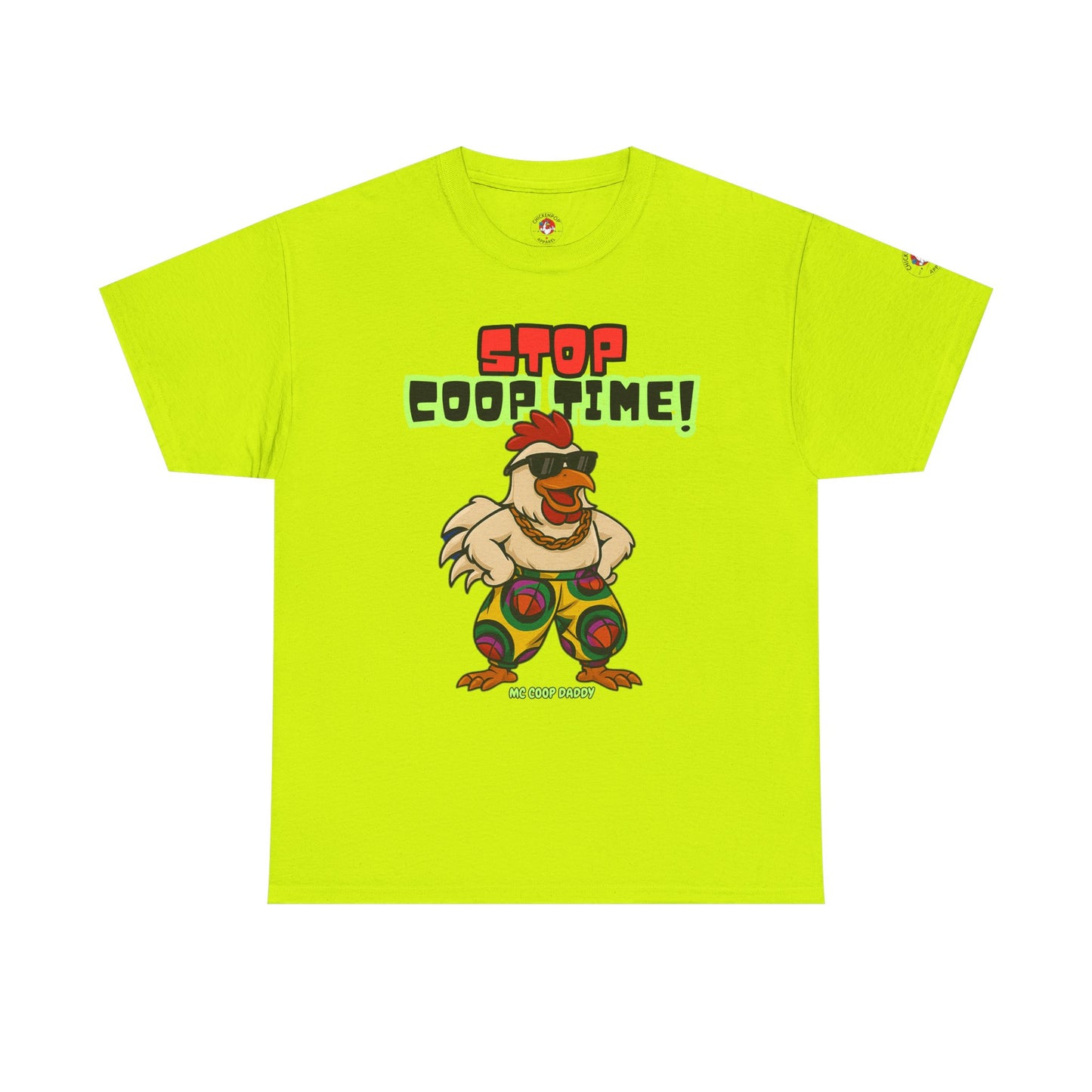 Stop COOP TIME! Funny Chicken T-Shirt – MC Coop Daddy 90s Hip Hop Parody Tee | Unisex Heavy Cotton | ChickenPop Apparel