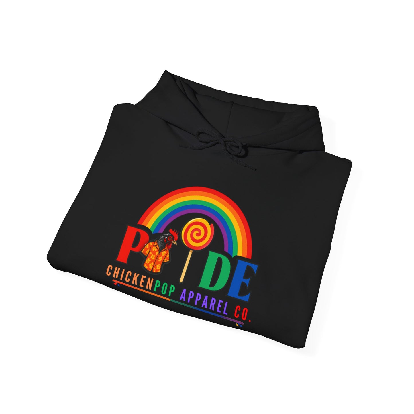 Pride Month Hoodie – ChickenPop Apparel | Rainbow Logo with Coop Daddy – Unisex LGBTQ+ Sweatshirt