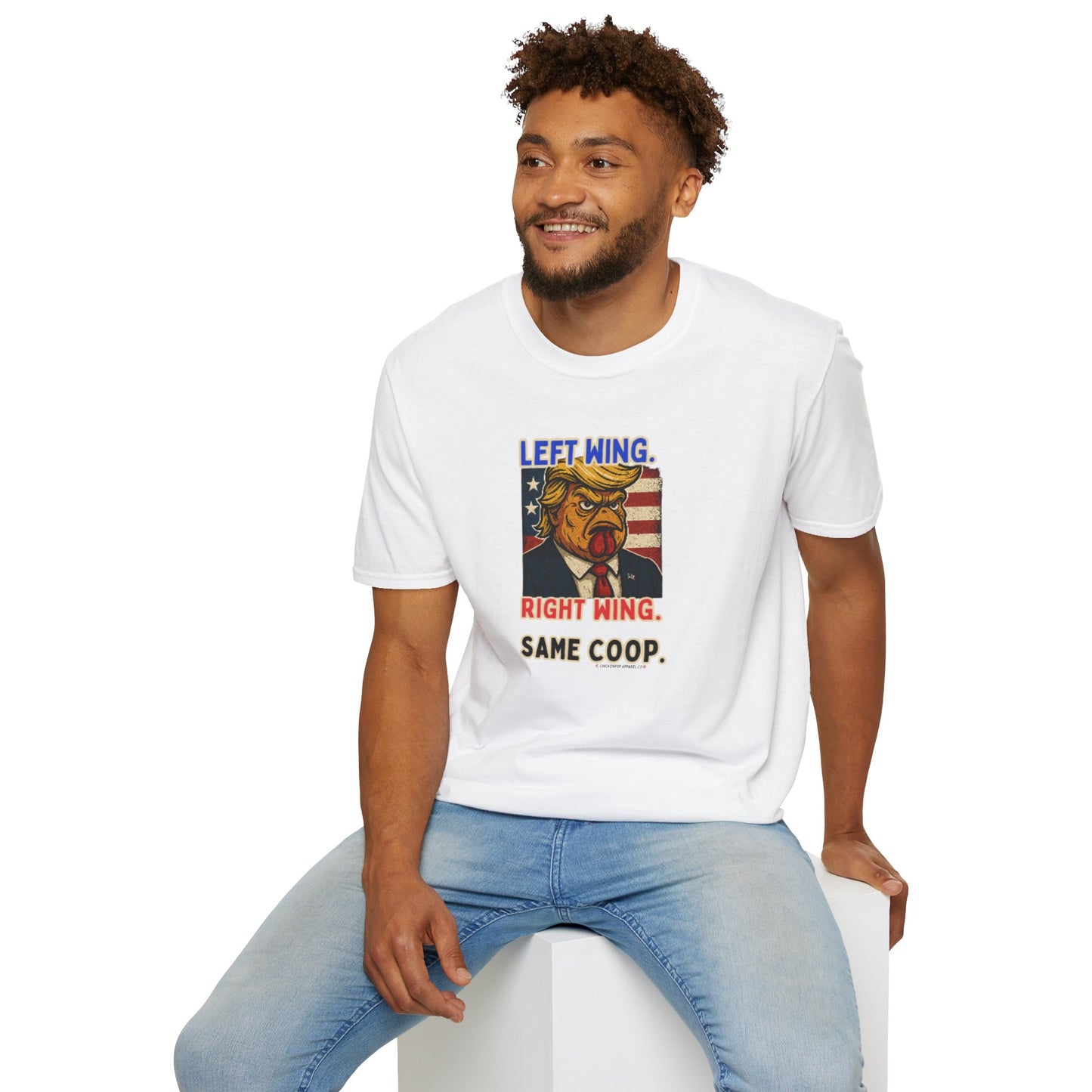 Cock-a-Doodle-Don "Left Wing. Right Wing. Same Coop." Political Satire Tee – Unisex Graphic T-Shirt