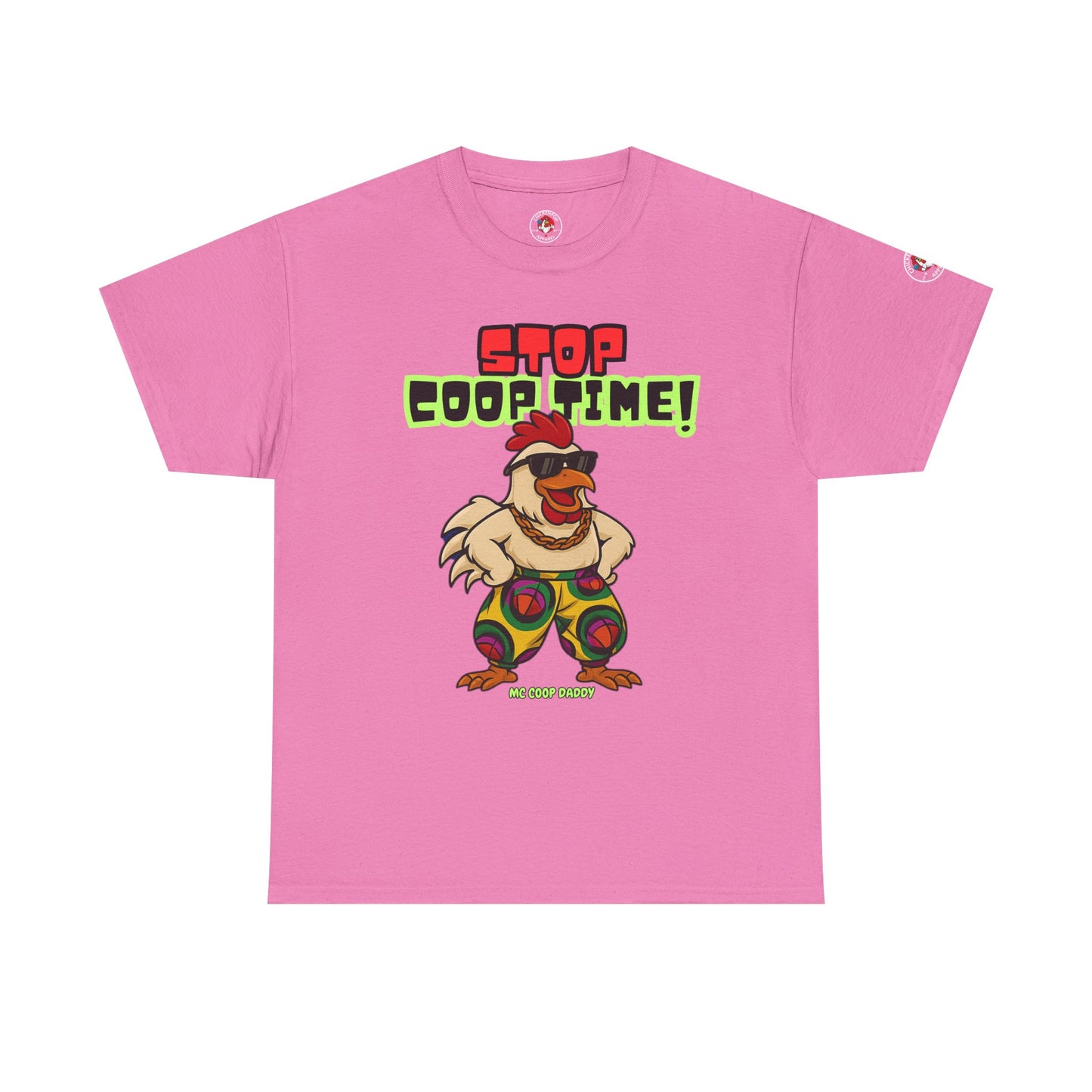 Stop COOP TIME! Funny Chicken T-Shirt – MC Coop Daddy 90s Hip Hop Parody Tee | Unisex Heavy Cotton | ChickenPop Apparel