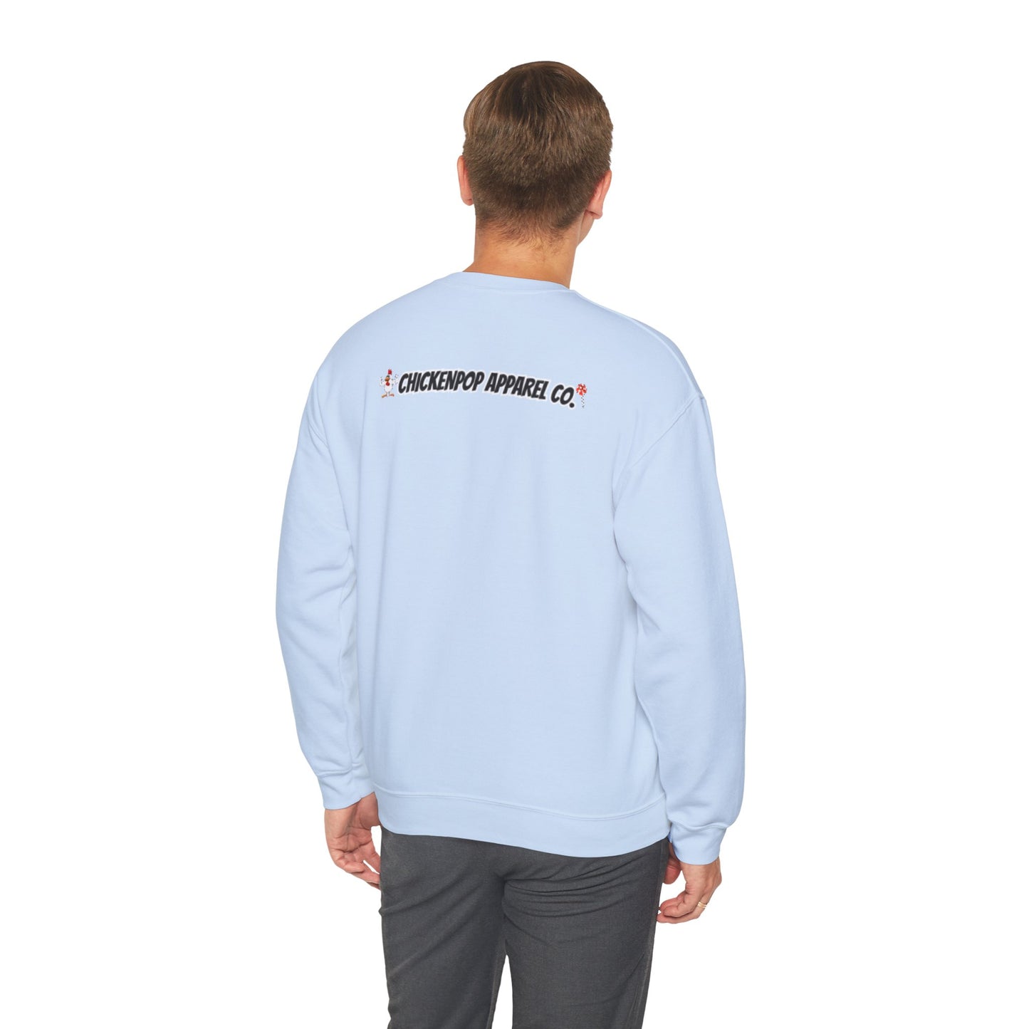 Like A Genius Crewneck Sweatshirt – Funny Political Graphic Pullover | Unisex Heavy Blend with ChickenPop Logo | Ethically Made & Cozy Cold-Weather Humor