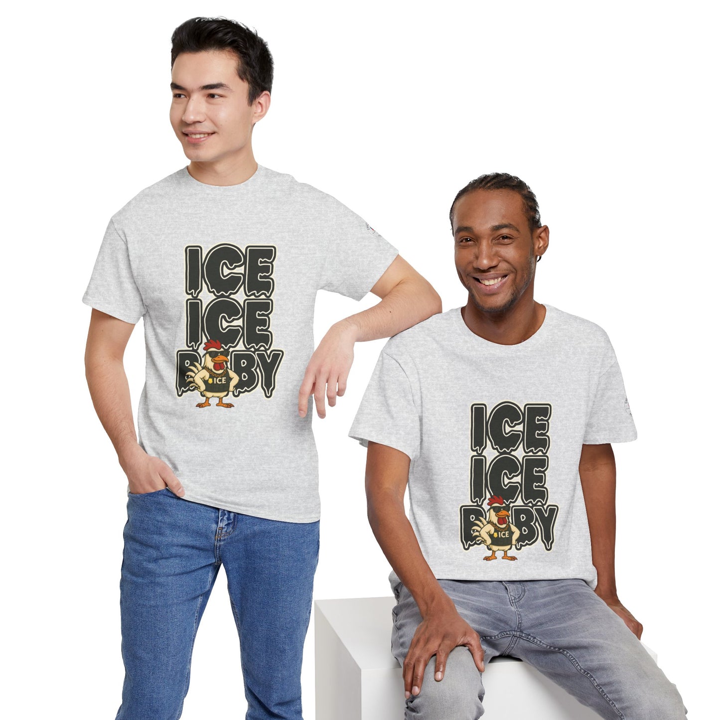 ICE ICE BABY Funny Chicken T-Shirt – Coop Daddy Parody Tee for Music & Poultry Fans
