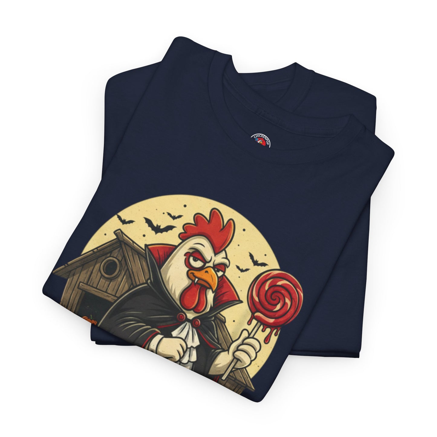 ChickenPop Sucker For a Pop Vampire Rooster Halloween T-Shirt – Funny Spooky Graphic Tee for Fall & Costume Season