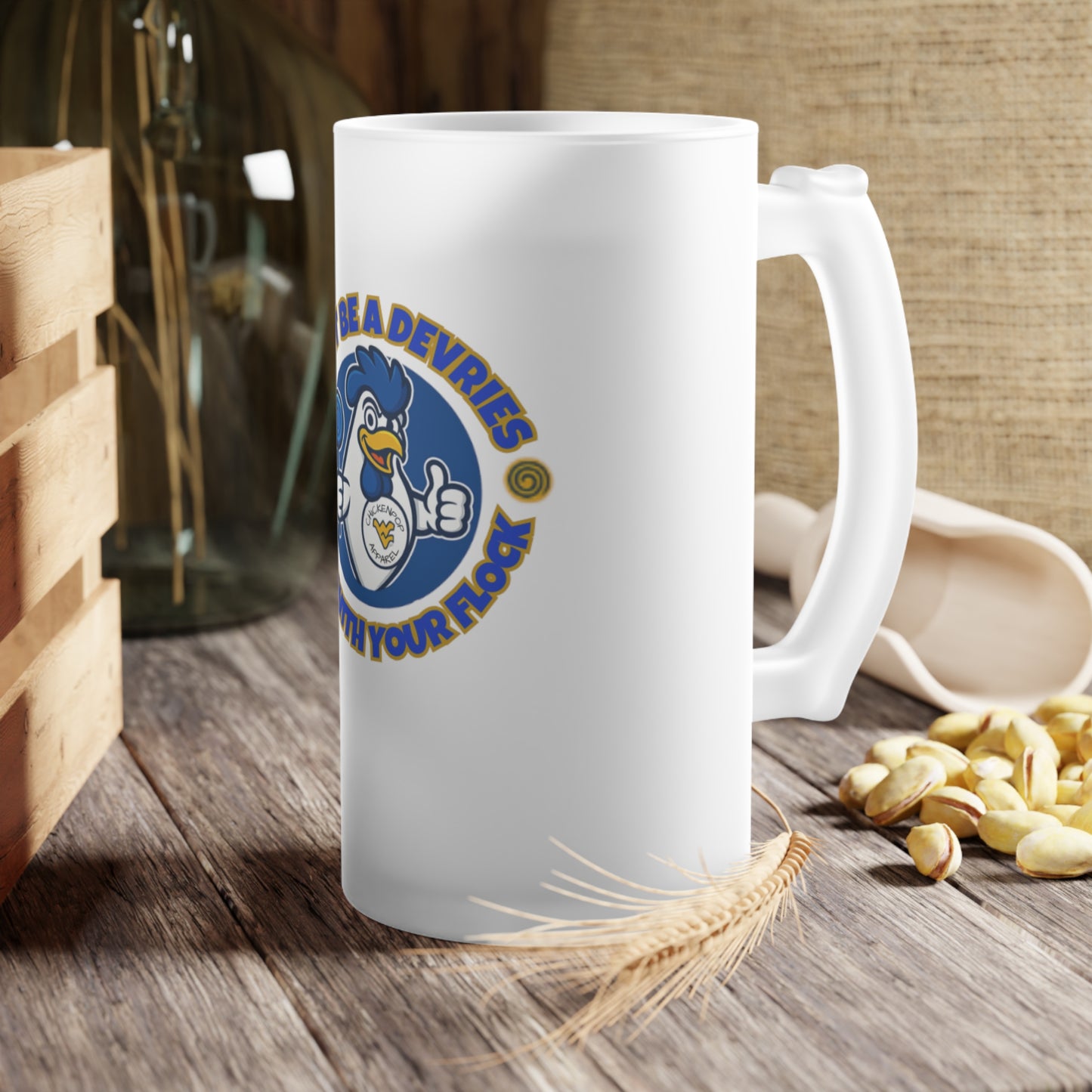 Frosted Don't Be A Devries Glass Beer Mug -16oz. of Bad Decisions