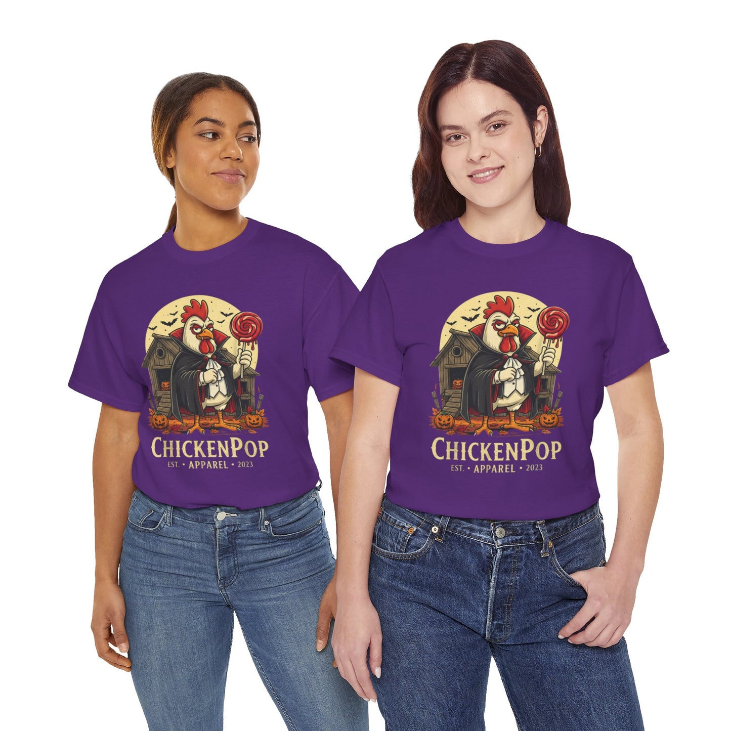 ChickenPop Sucker For a Pop Vampire Rooster Halloween T-Shirt – Funny Spooky Graphic Tee for Fall & Costume Season
