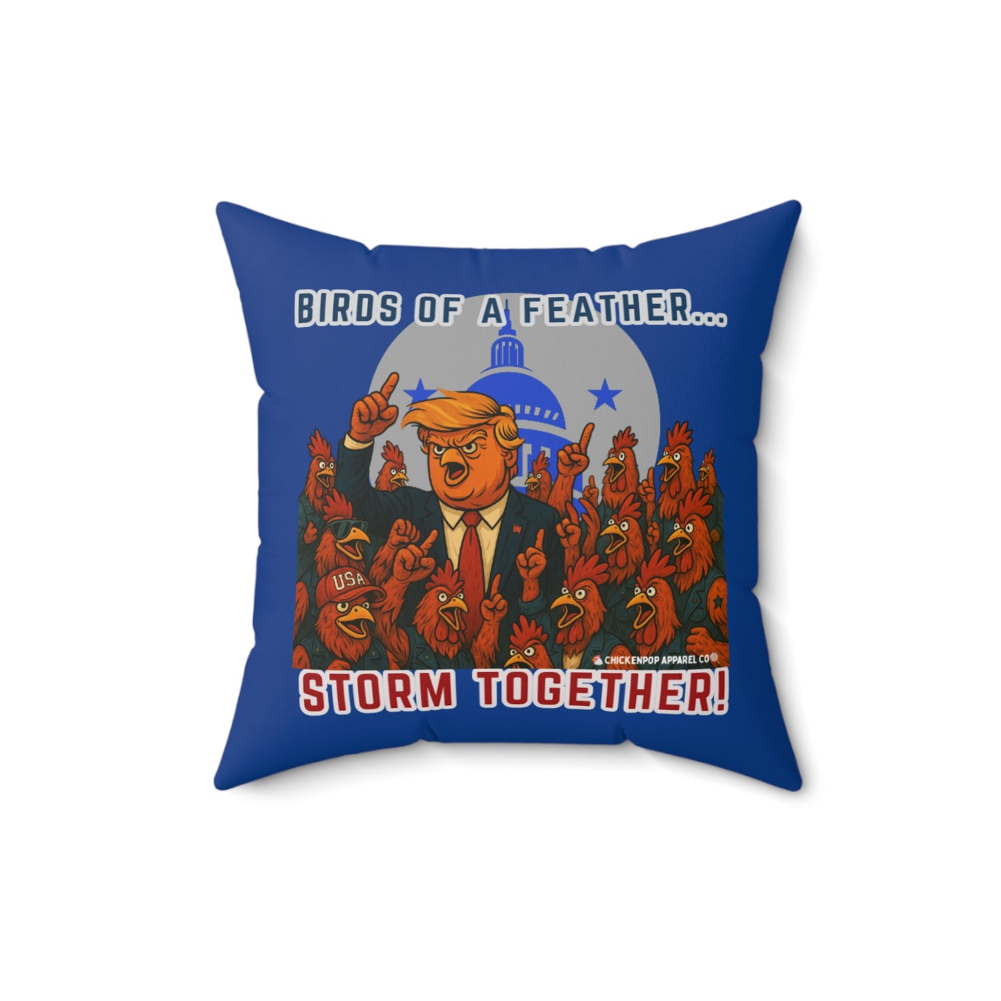 Birds of a Feather Storm Together Pillow – Bold Political Satire Throw Pillow in 4 Sizes