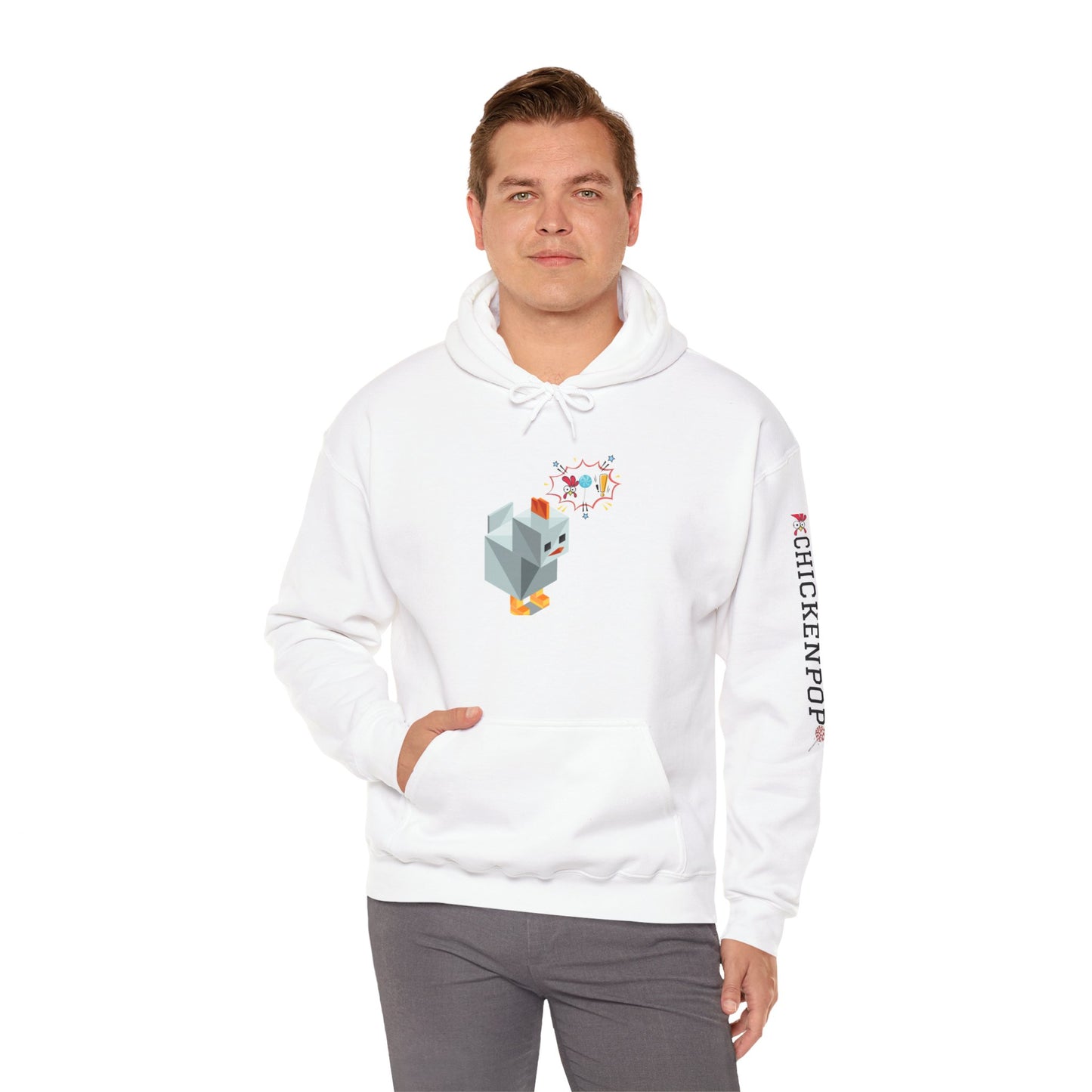 Roblox Chicken Thinks Hoodie UNISEX - ChickenPop Arm Logo Edition
