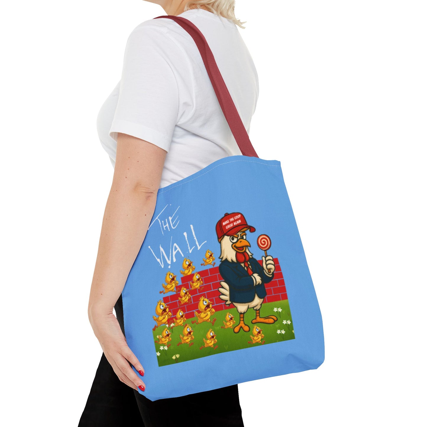 Another Chick Thru The Wall Tote Bag – Funny Political Chicken Graphic | Durable Eco-Friendly Canvas Shopper for Everyday Use