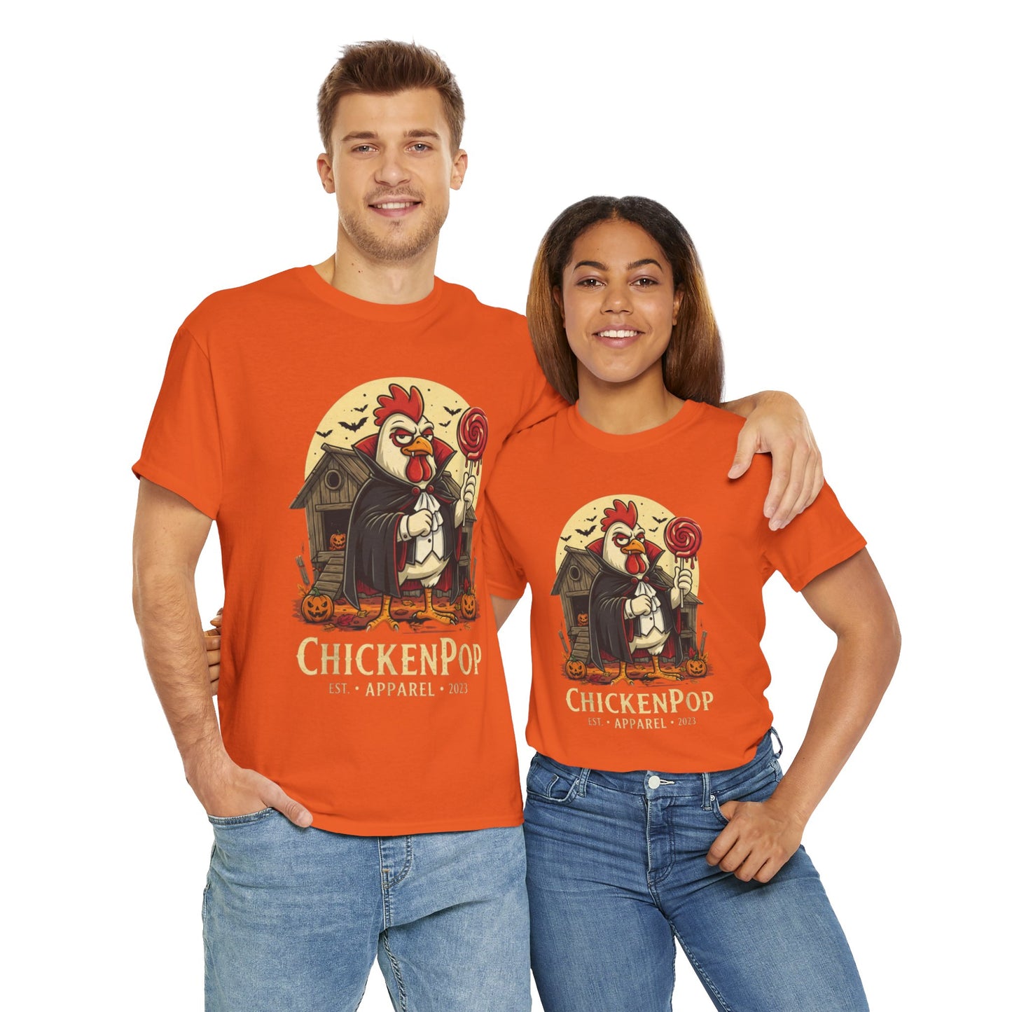 ChickenPop Sucker For a Pop Vampire Rooster Halloween T-Shirt – Funny Spooky Graphic Tee for Fall & Costume Season