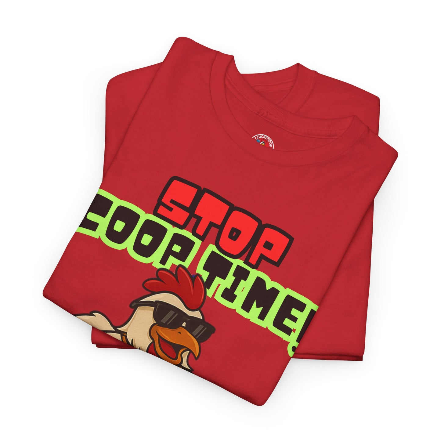 Stop COOP TIME! Funny Chicken T-Shirt – MC Coop Daddy 90s Hip Hop Parody Tee | Unisex Heavy Cotton | ChickenPop Apparel